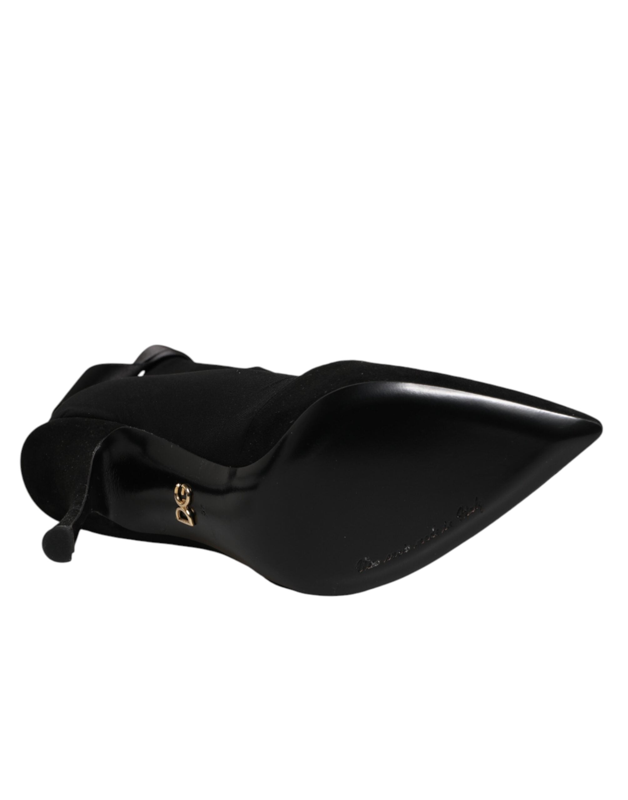 Dolce & Gabbana Black Stiletto High Heels with Lace-Up Closure-8