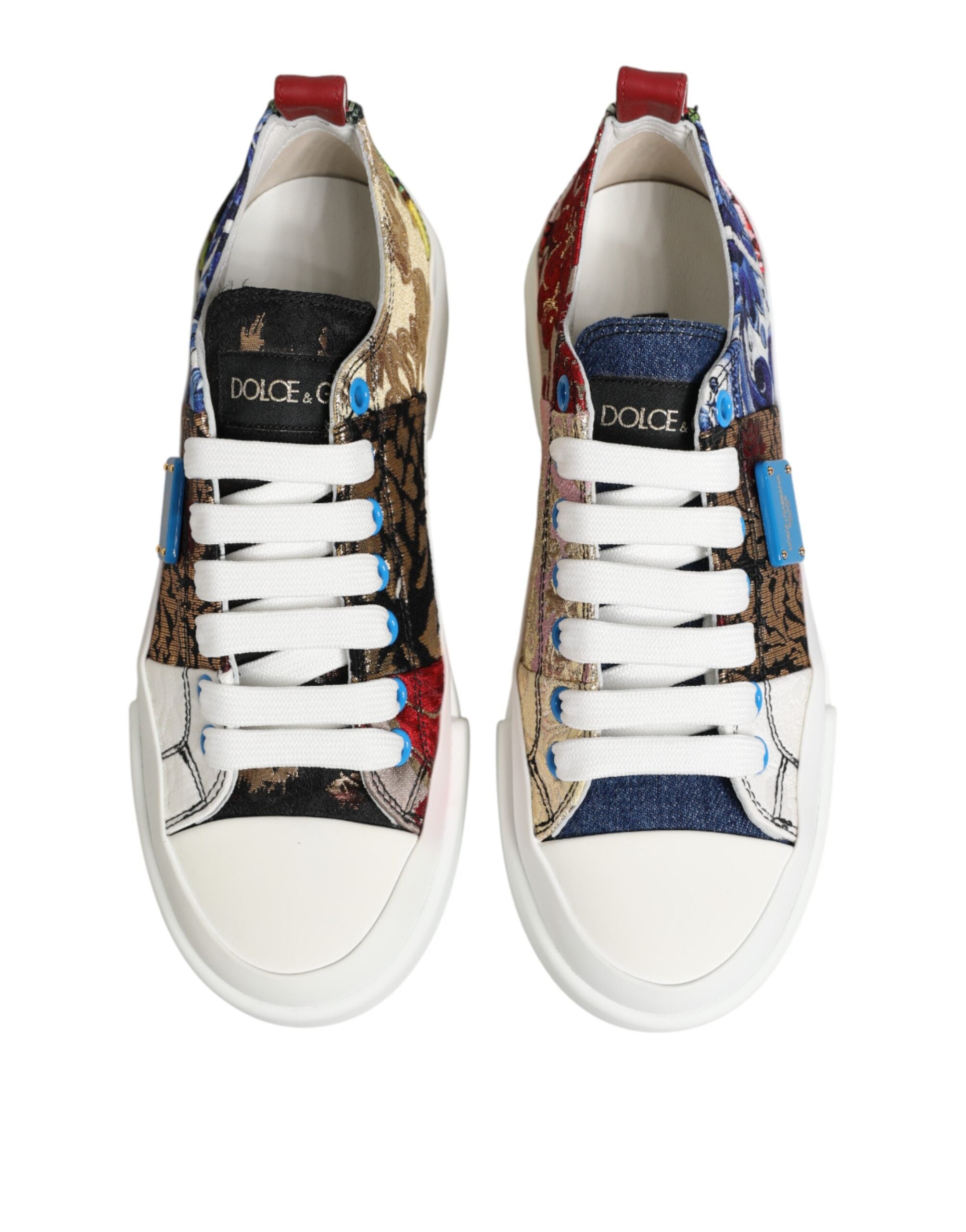 Dolce & Gabbana Multicolor Patchwork Low Top Sneakers Shoes-4