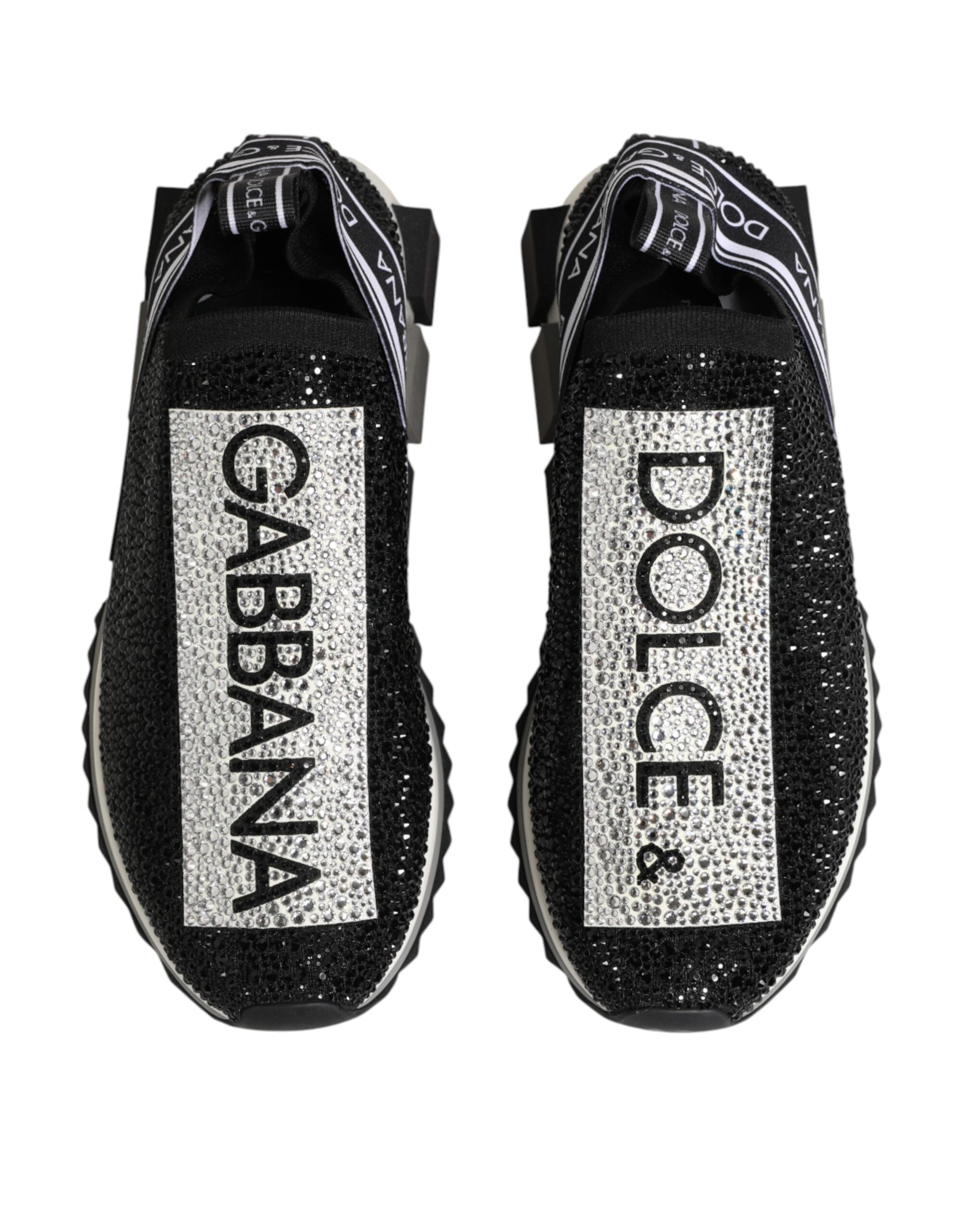 Dolce & Gabbana Sorrento black slip-on sneakers with silver accents-4