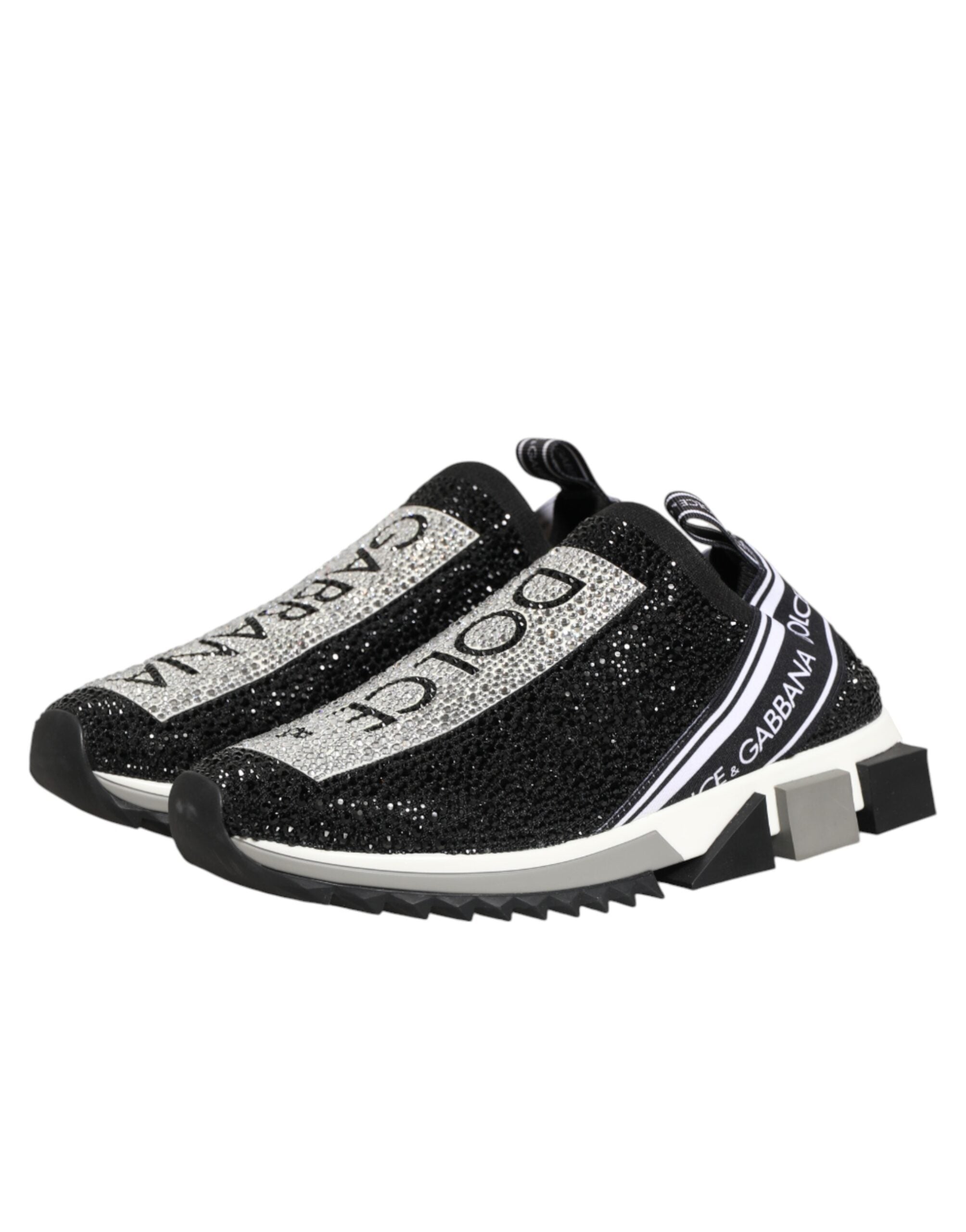 Dolce & Gabbana Sorrento black slip-on sneakers with silver accents-5