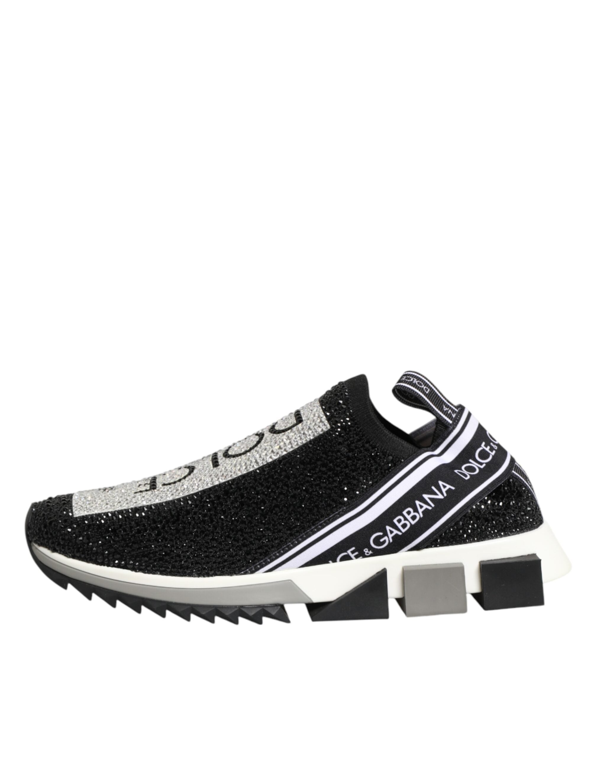 Dolce & Gabbana Sorrento black slip-on sneakers with silver accents-7
