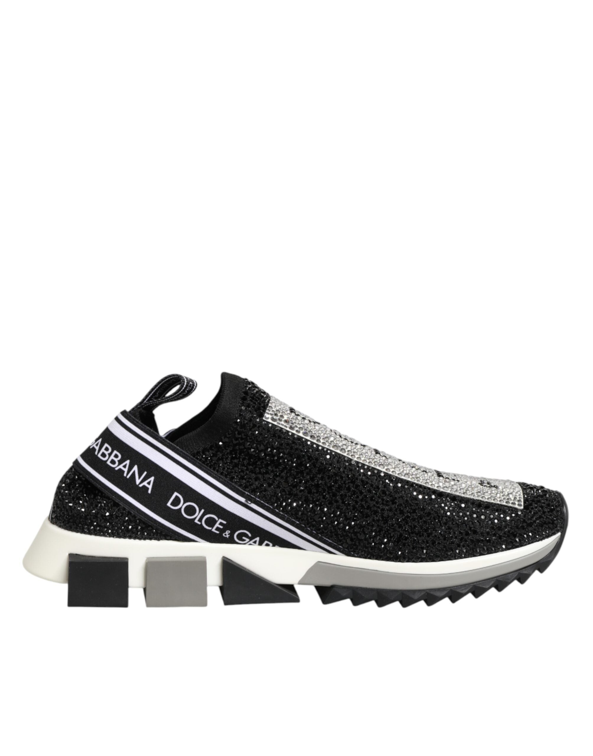 Dolce & Gabbana Sorrento black slip-on sneakers with silver accents-2