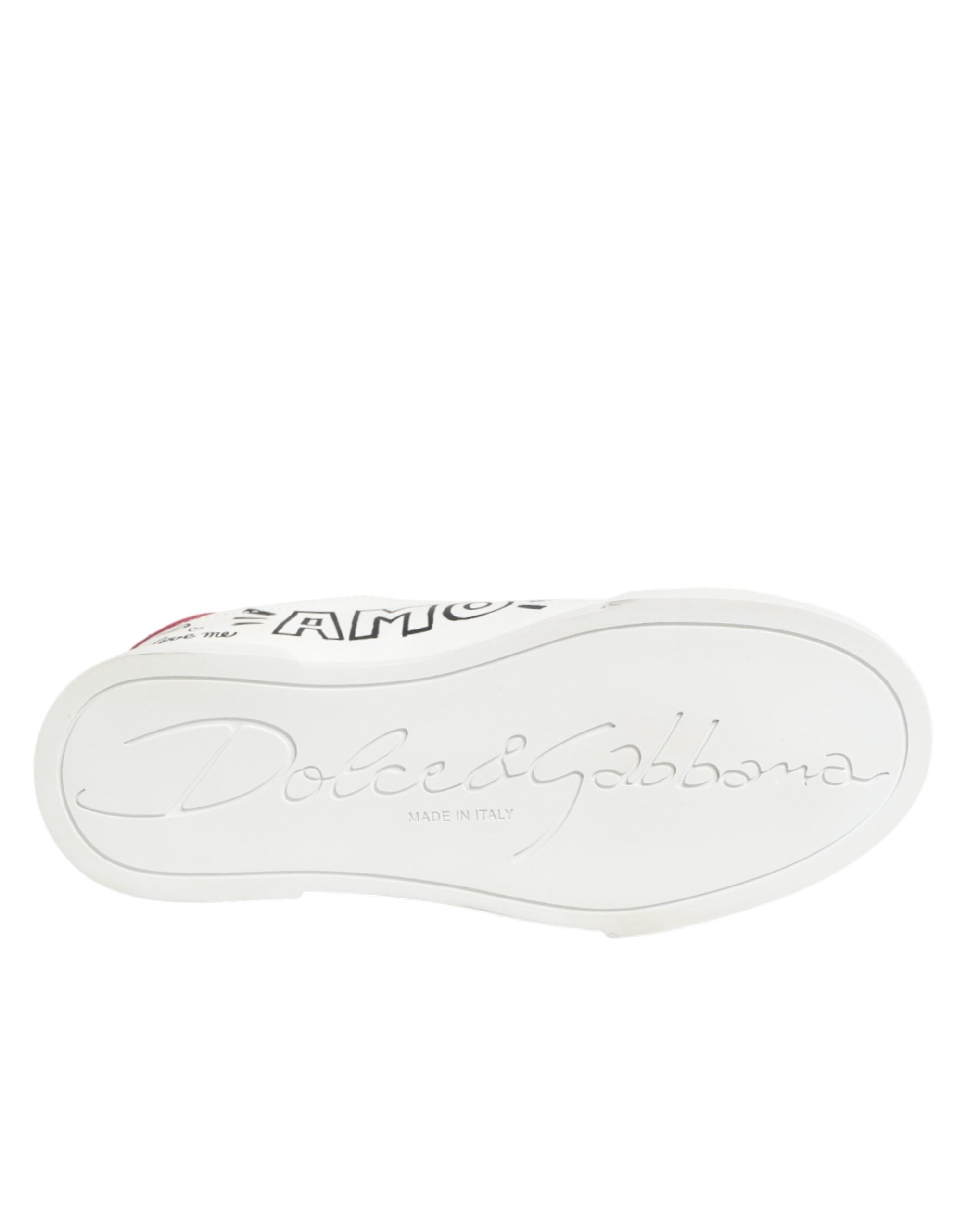 Dolce & Gabbana white leather sneakers with graffiti motif-8