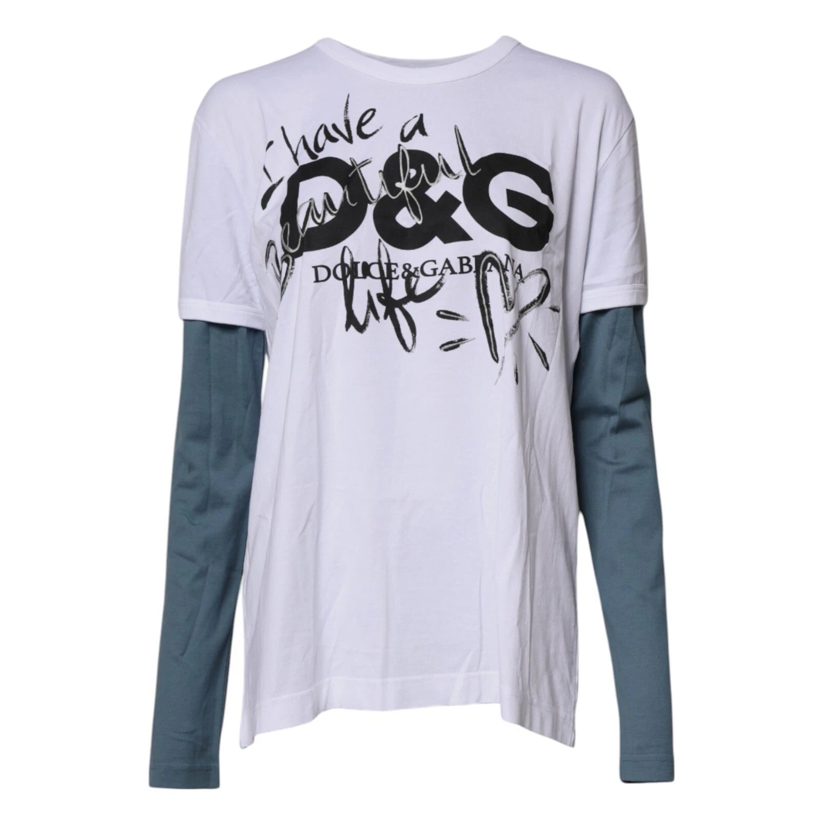 Camiseta blanca Dolce & Gabbana con estampado gráfico y cuello redondo confeccionada en algodón-1