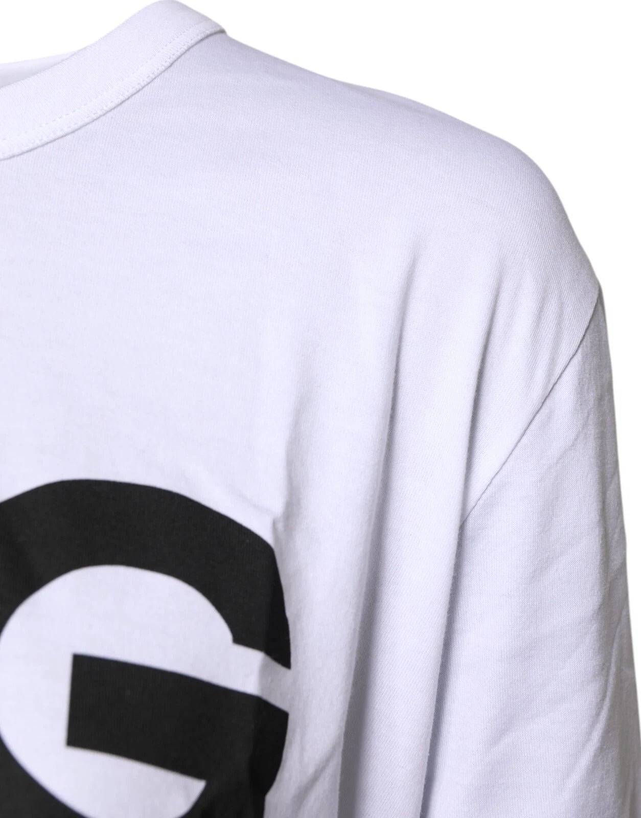Camiseta blanca Dolce & Gabbana con estampado gráfico y cuello redondo confeccionada en algodón-4