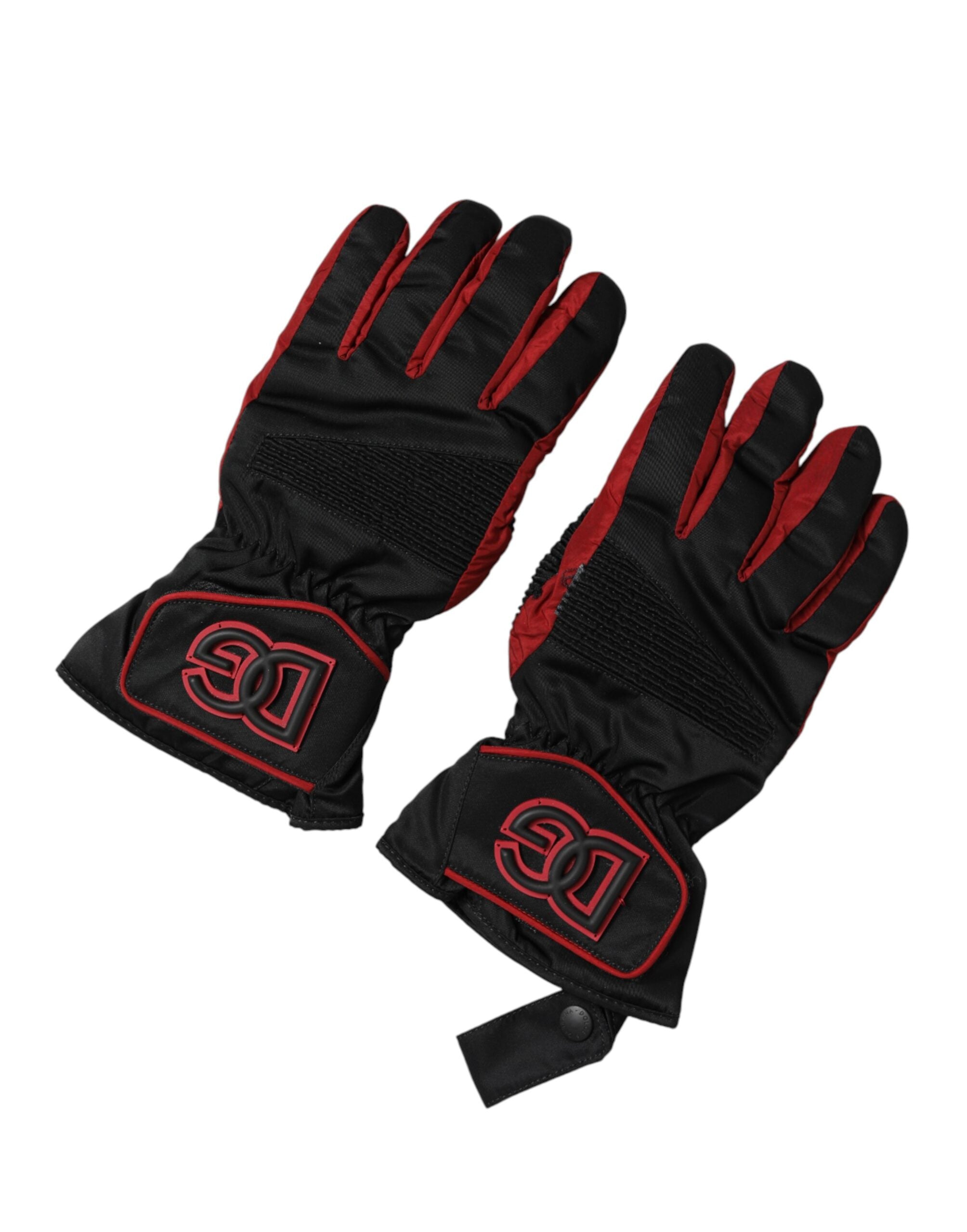 Dolce & Gabbana black and red nylon gloves, wrist-length-1