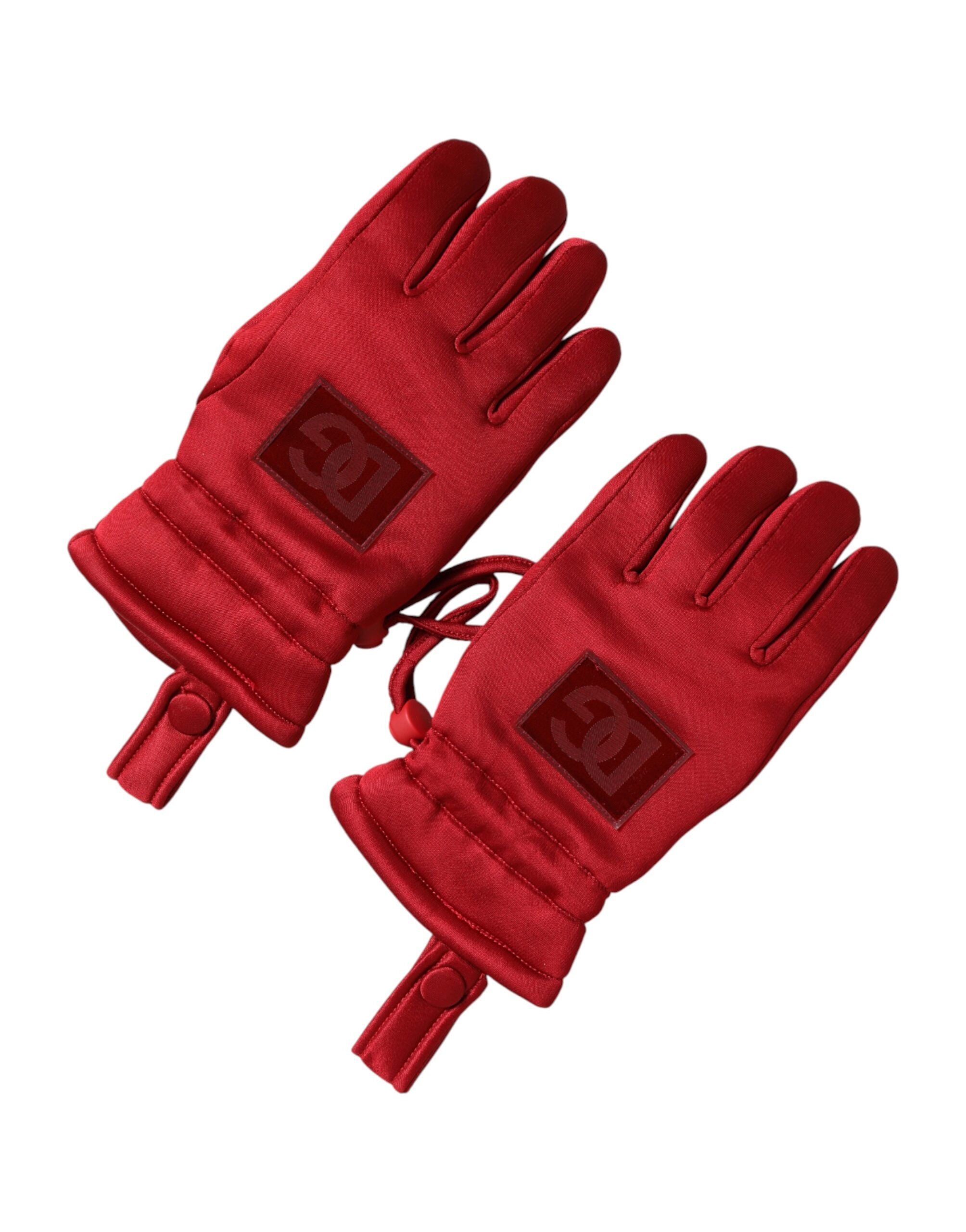 Dolce & Gabbana Red Viscose Biker-Style Motorcycle Gloves-1