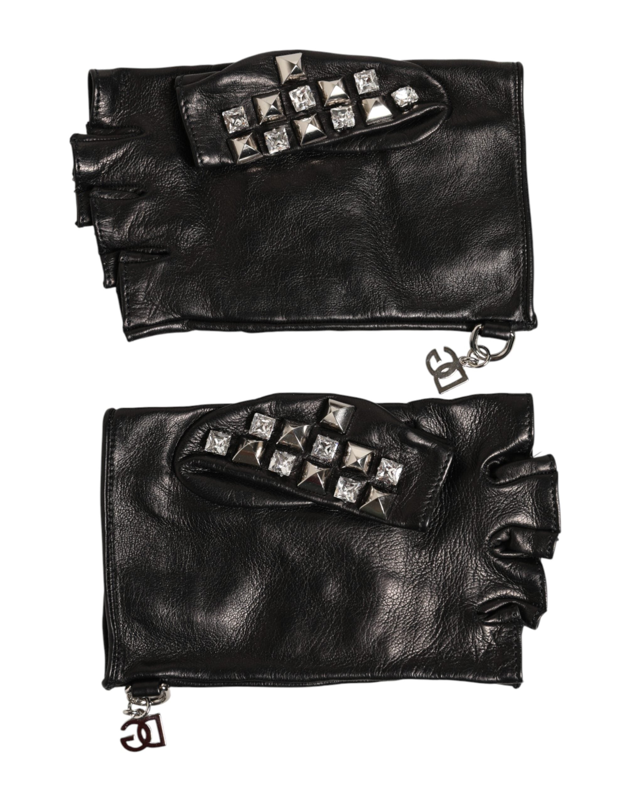 Guantes de piel sin dedos negros con tachuelas para hombre de Dolce & Gabbana-3