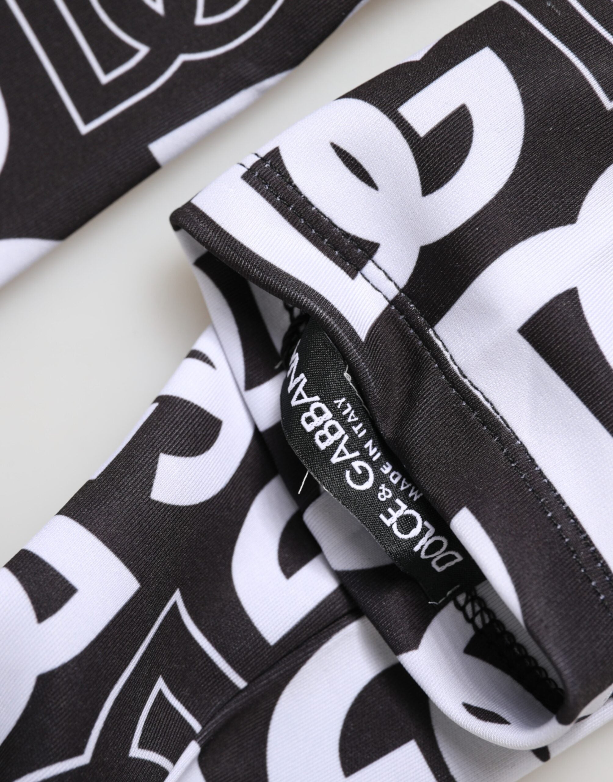 Dolce & Gabbana Schwarze und Weiße DG Logo Ellenbogenlange Handschuhe-3