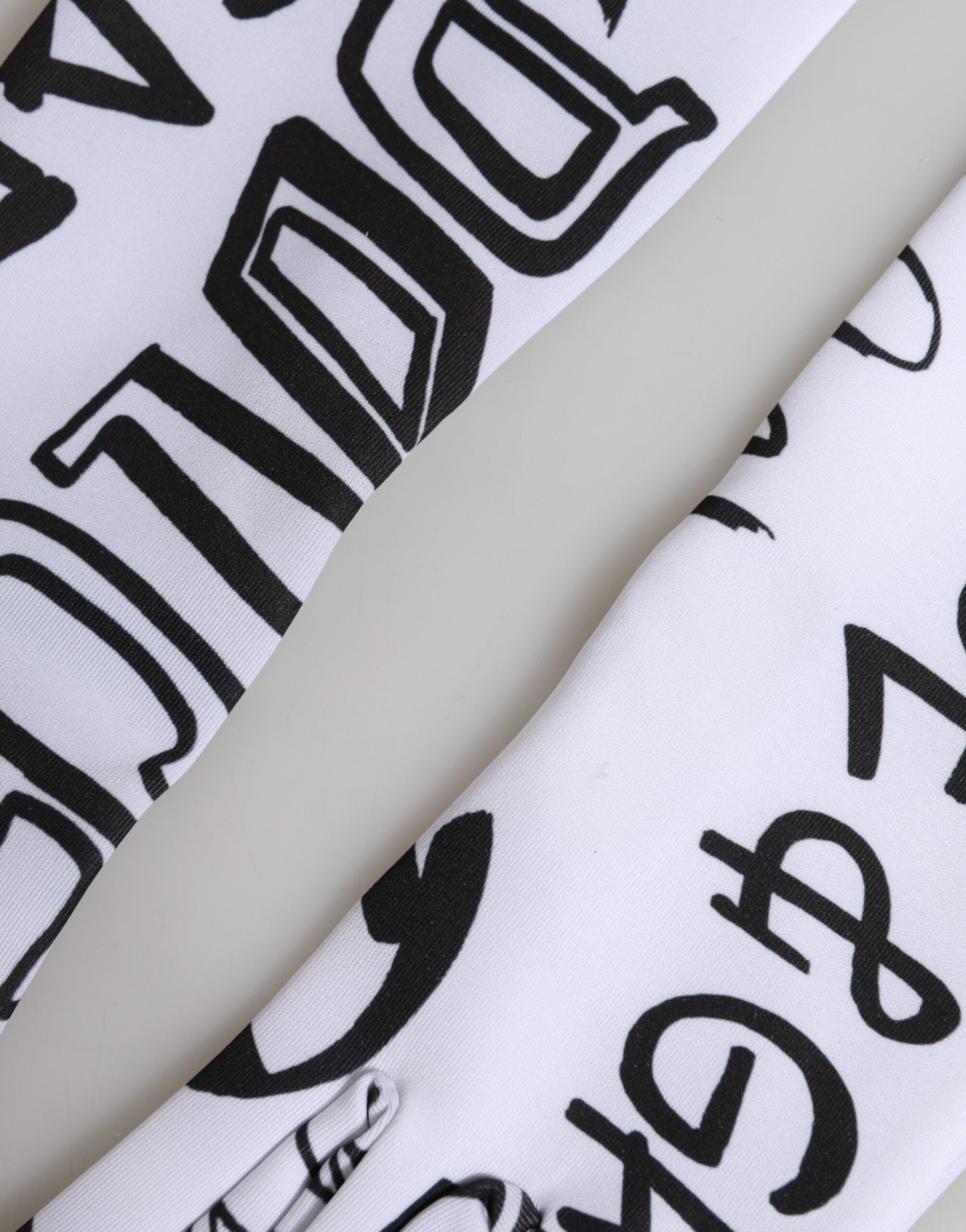 Dolce & Gabbana Black and White DG Logo Elbow-Length Gloves-3