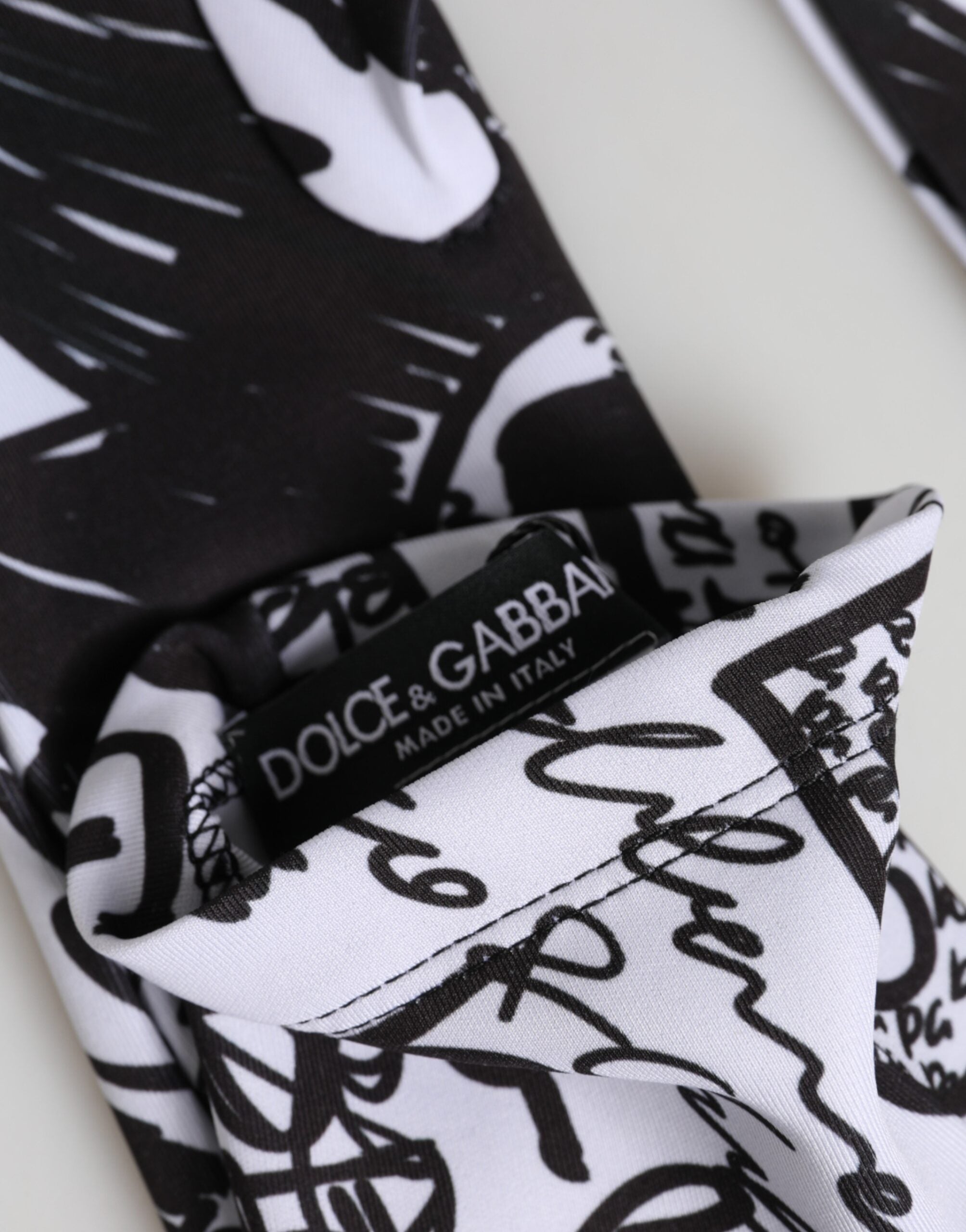 Dolce & Gabbana Gloves Black and White DG Logo Elbow Length-3