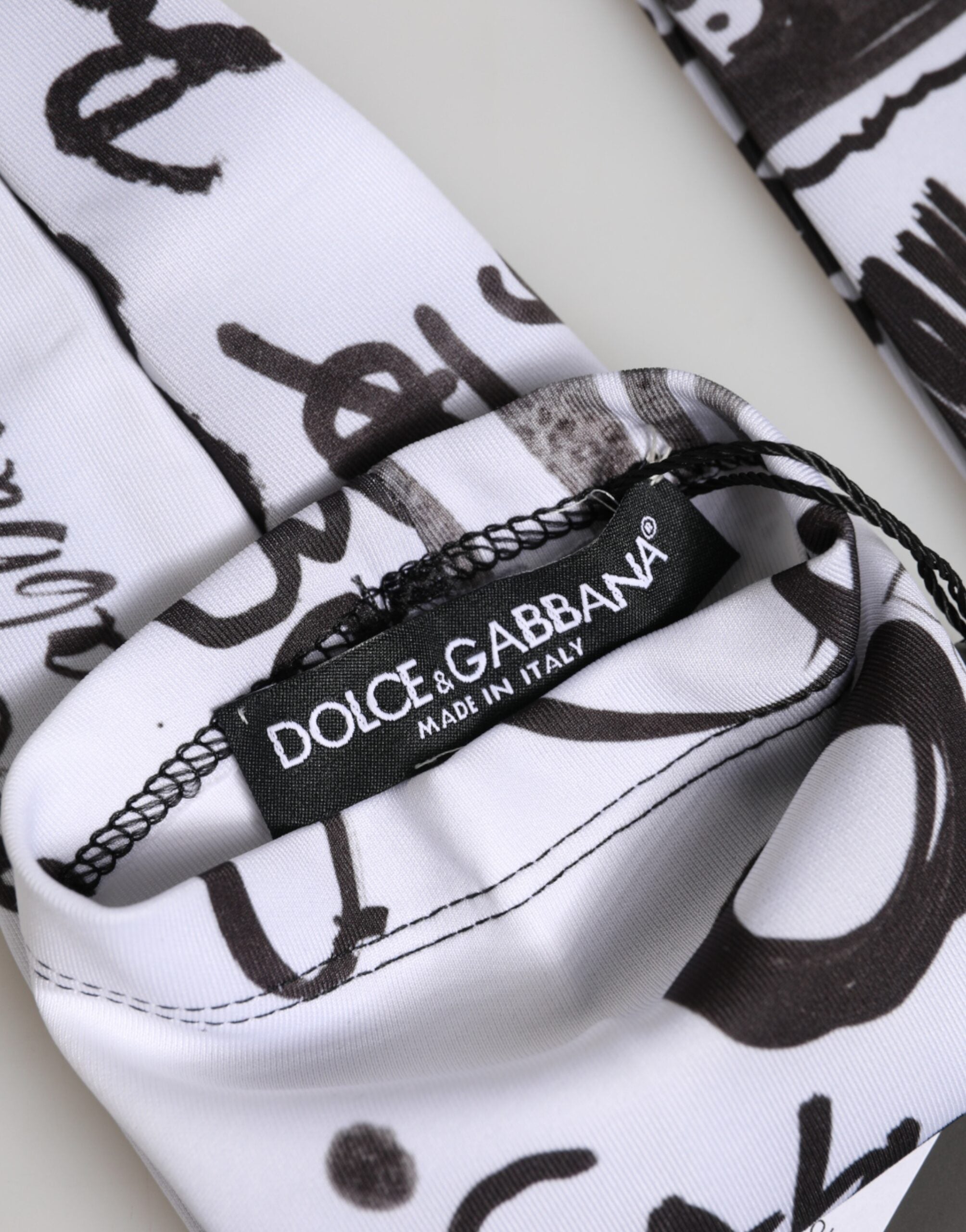 Dolce & Gabbana Black and White DG Logo Elbow-Length Gloves-3
