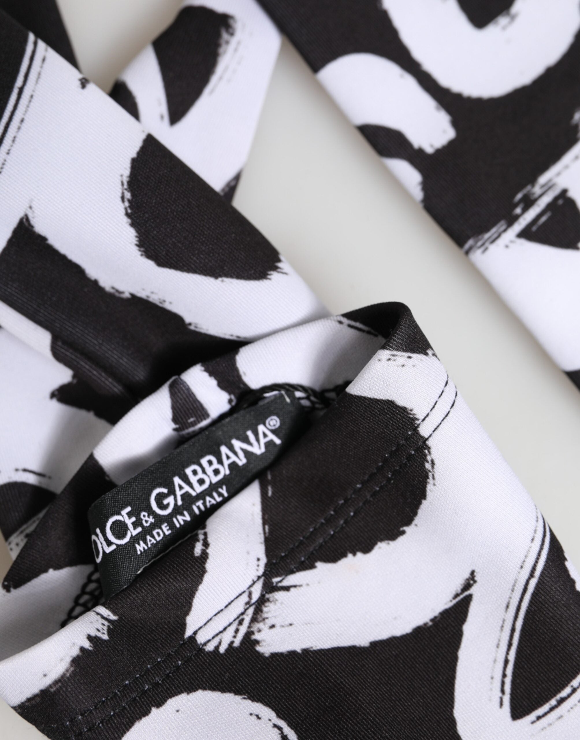 Dolce & Gabbana Black and White DG Logo Elbow-Length Gloves-3
