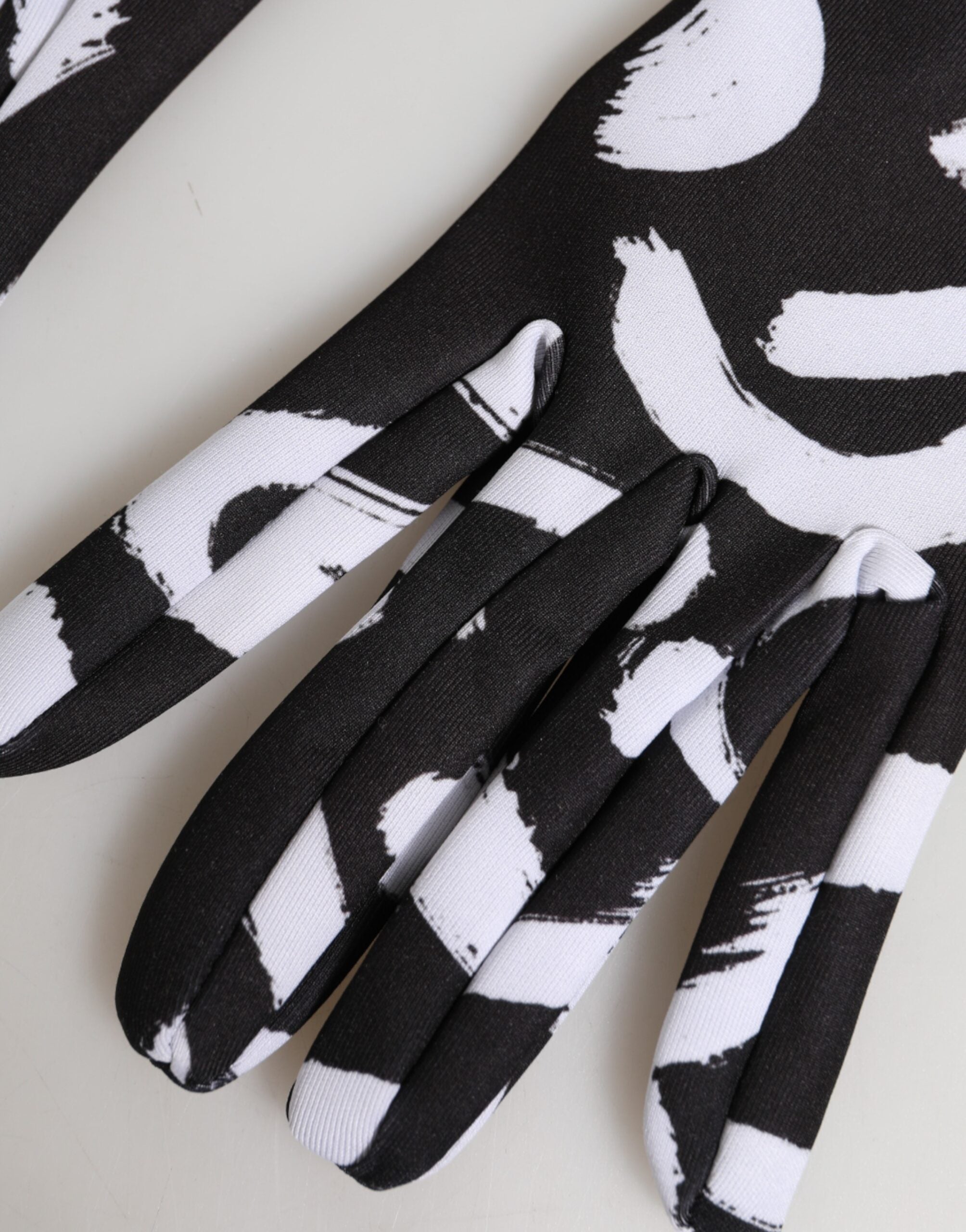 Dolce & Gabbana Black and White DG Logo Elbow-Length Gloves-4