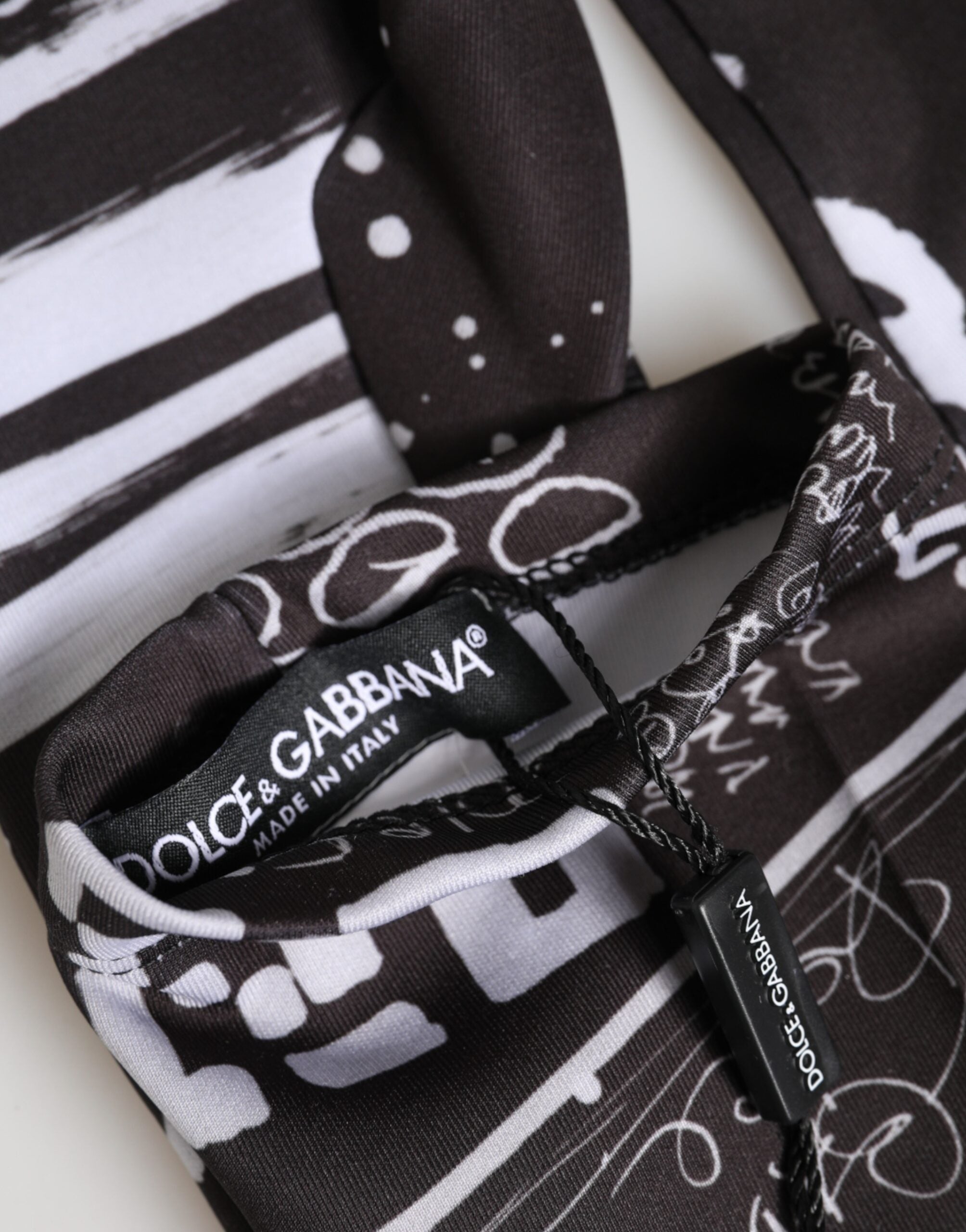 Dolce & Gabbana Black and White DG Logo Elbow-Length Gloves-3