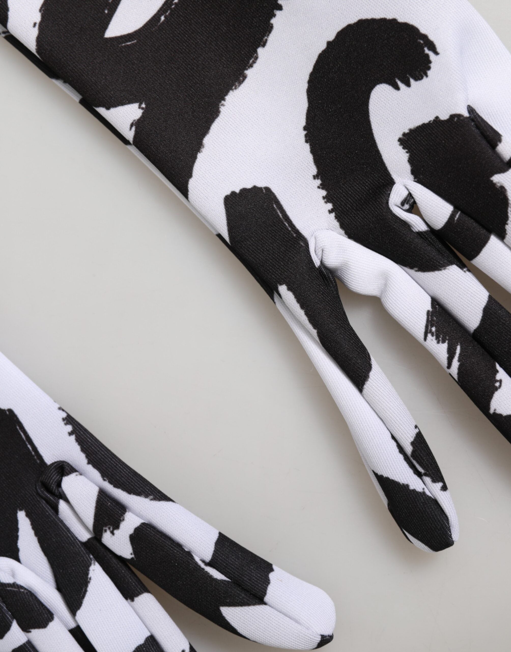 Dolce & Gabbana Black and White DG Logo Elbow-Length Gloves-4