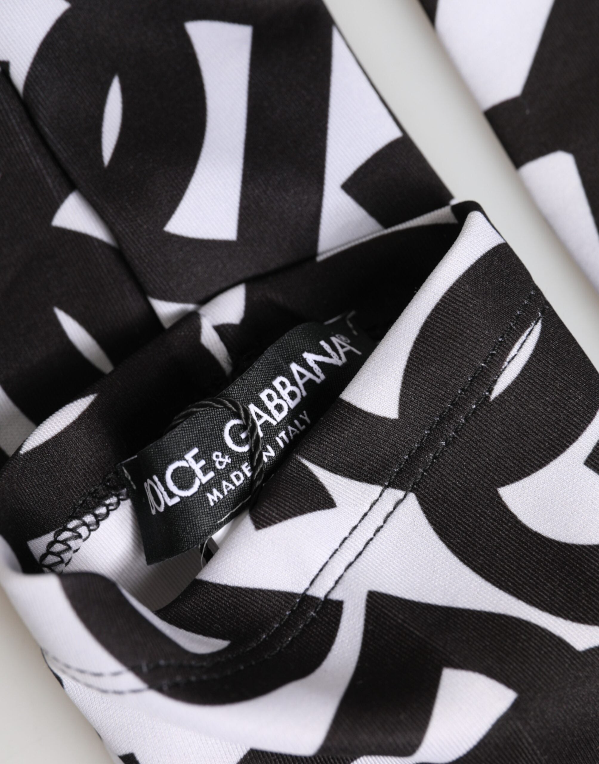 Dolce & Gabbana Schwarze und Weiße DG Logo Ellenbogenlange Fingerhandschuhe-3
