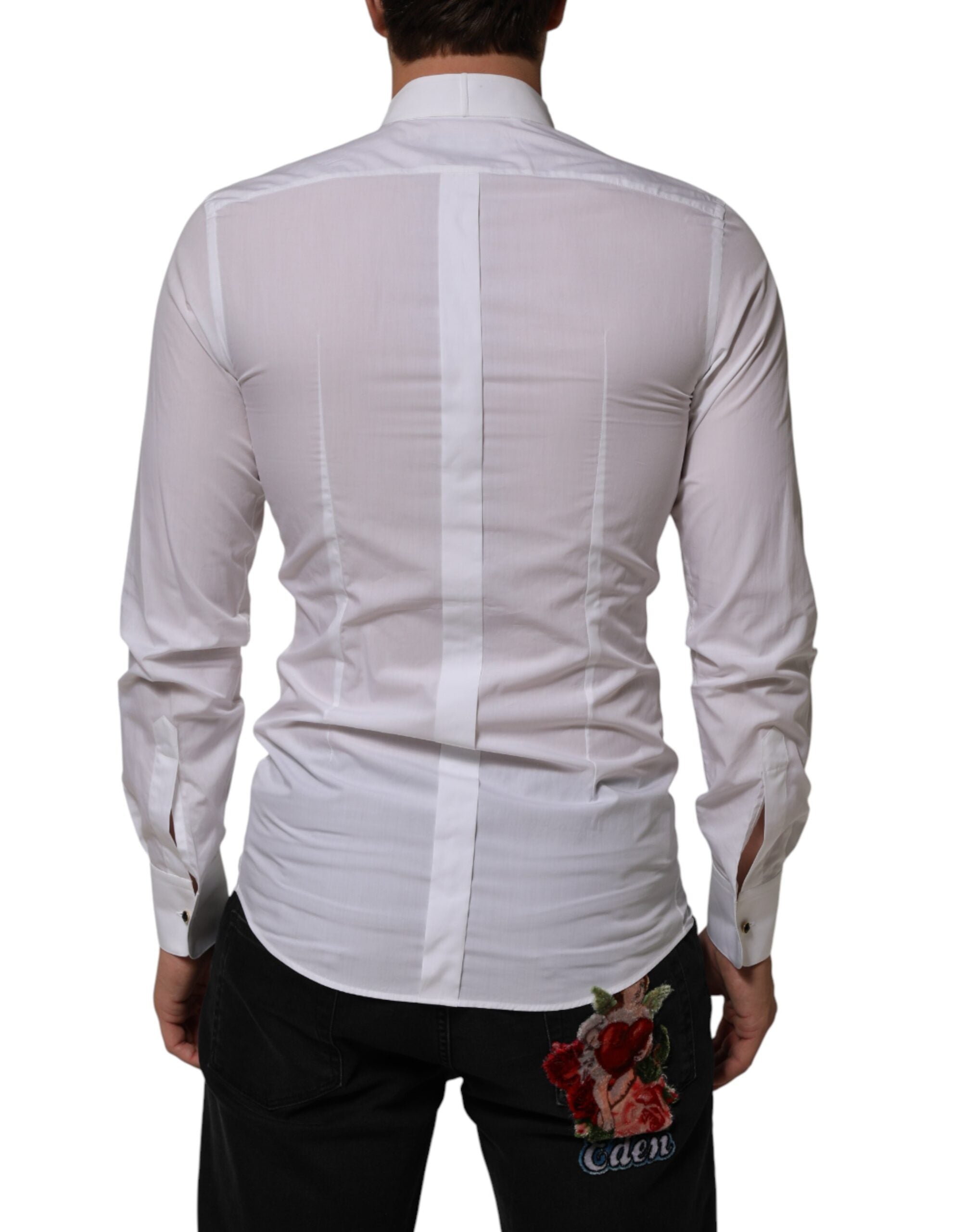 Dolce & Gabbana White Cotton Shirt with Collar and Long Sleeves, GOLD Collection-4