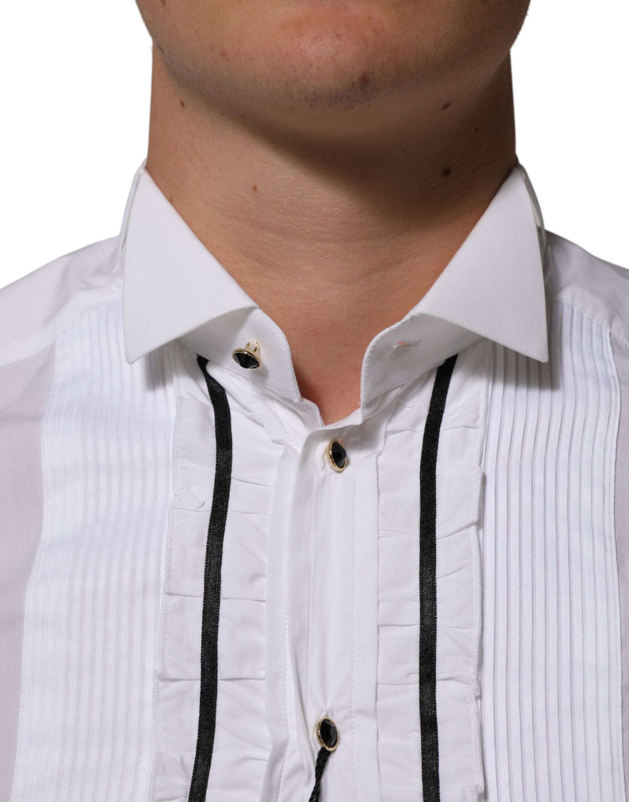 Dolce & Gabbana White Cotton Shirt with Collar and Long Sleeves, GOLD Collection-5