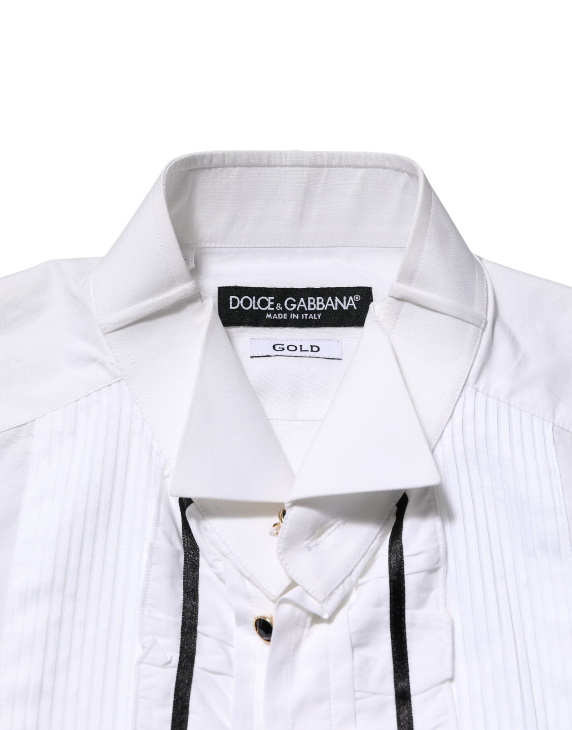 Dolce & Gabbana White Cotton Shirt with Collar and Long Sleeves, GOLD Collection-7