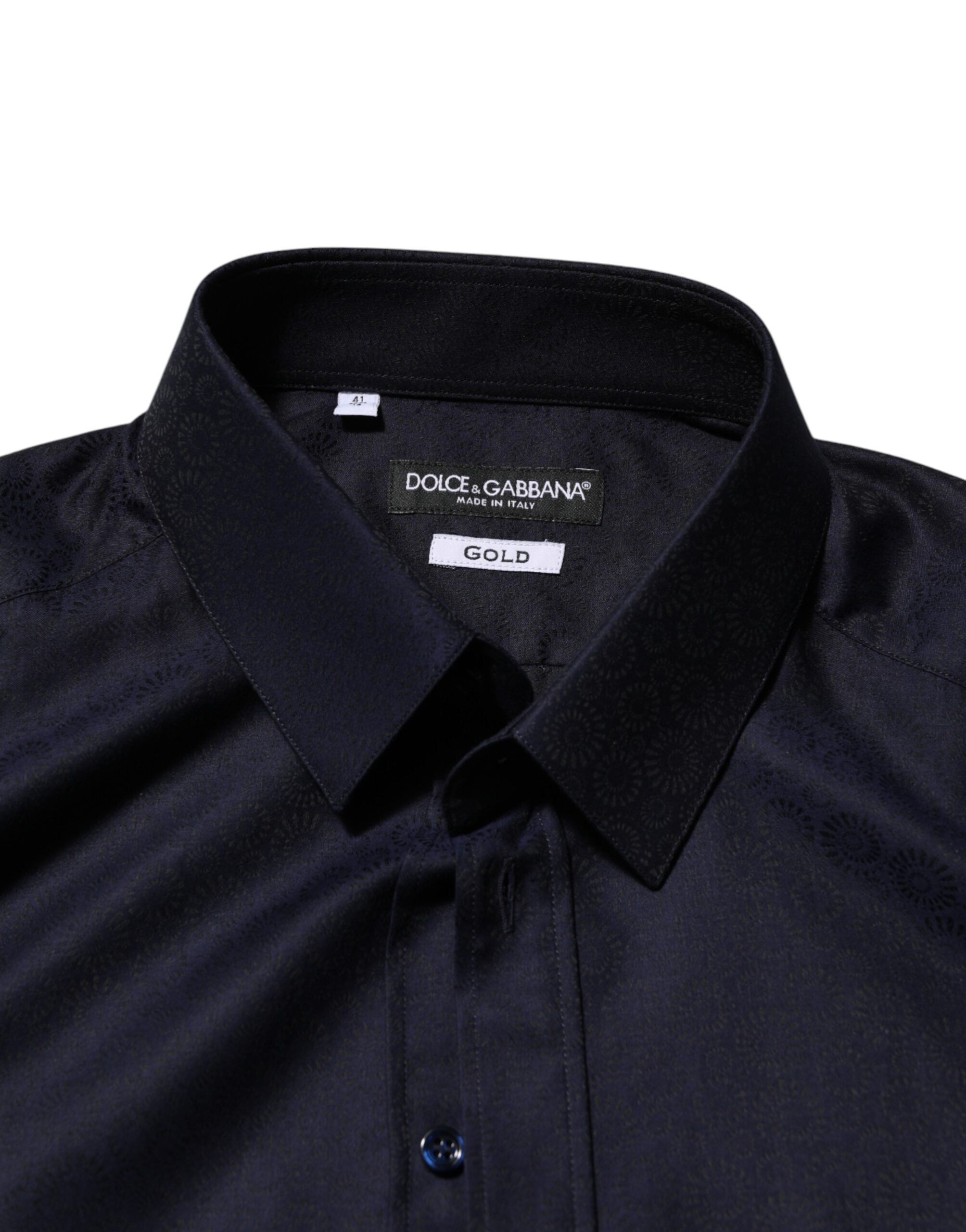 Dolce & Gabbana Blue Cotton Long Sleeve Collared Shirt GOLD for Men-7
