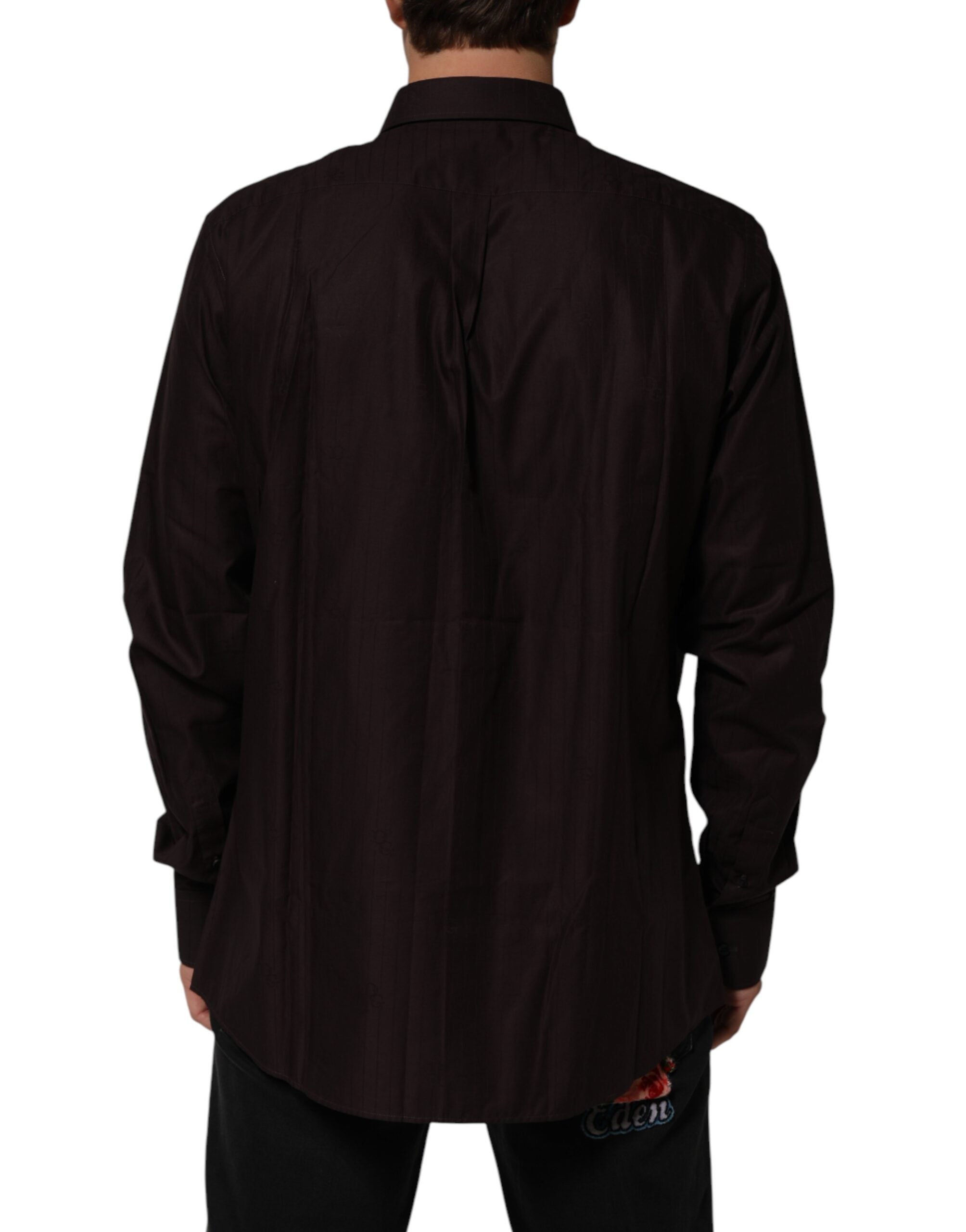 Dolce & Gabbana Brown Cotton Long-Sleeved Shirt MARTINI-4