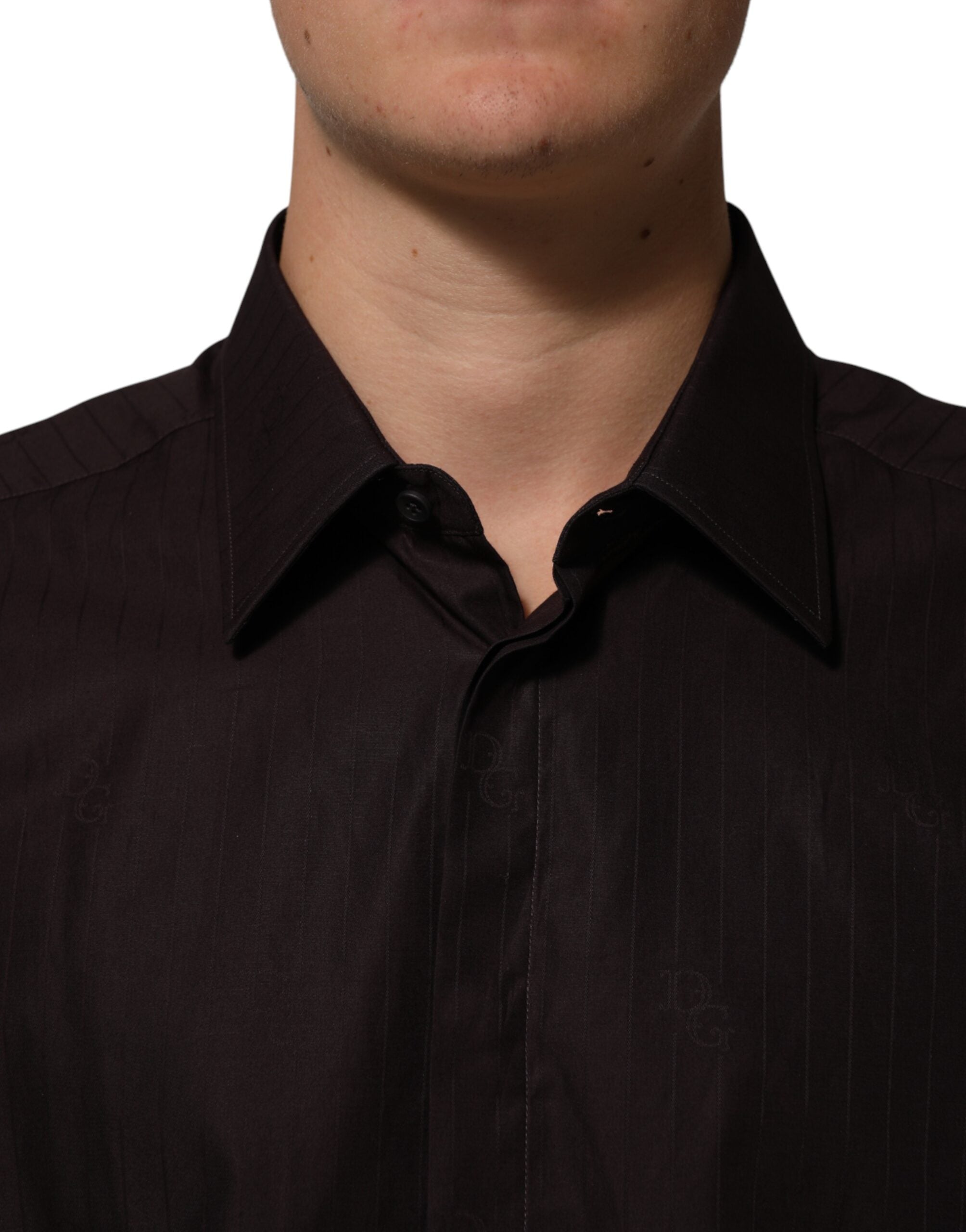 Dolce & Gabbana Brown Cotton Long-Sleeved Shirt MARTINI-5