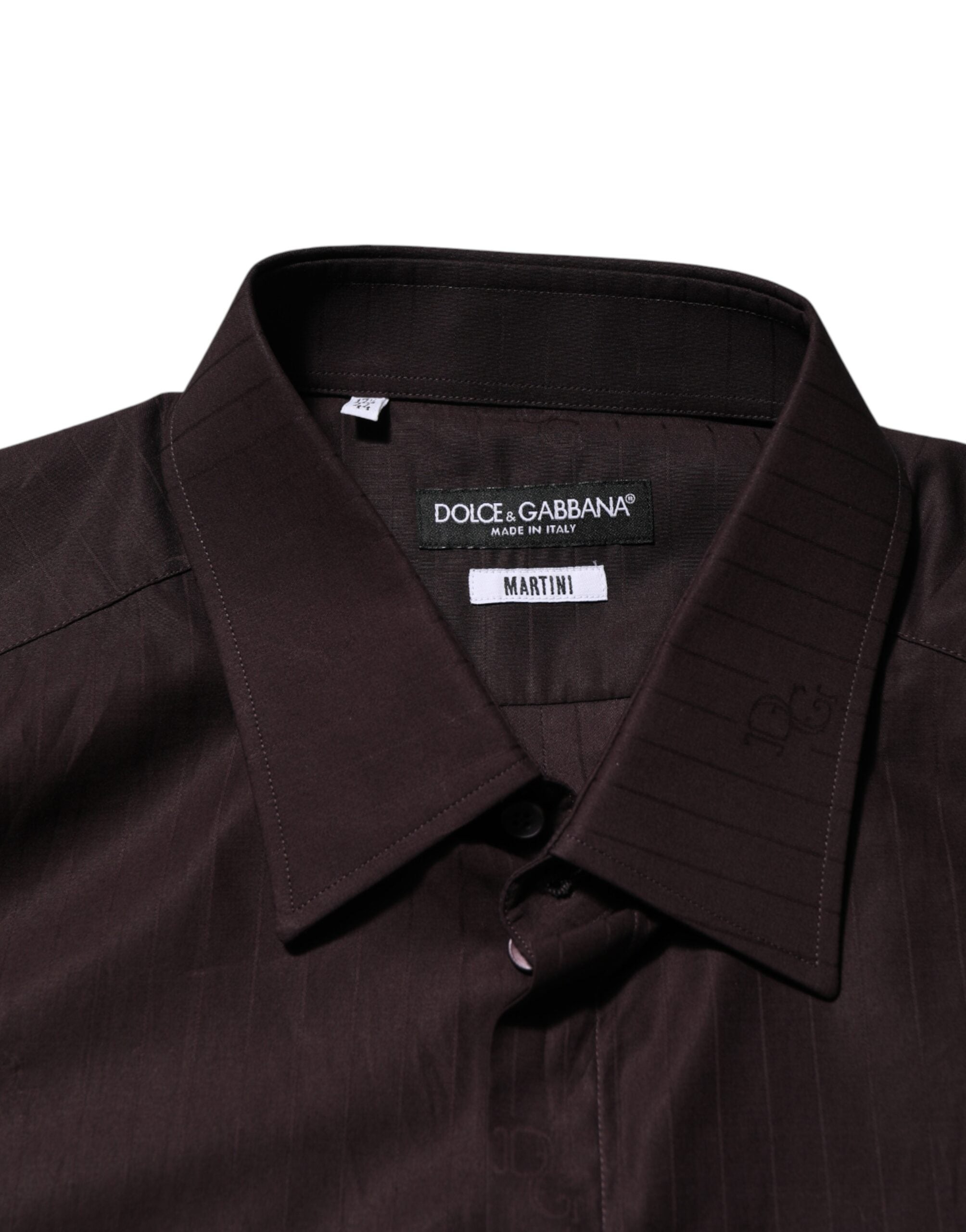 Dolce & Gabbana Brown Cotton Long-Sleeved Shirt MARTINI-7