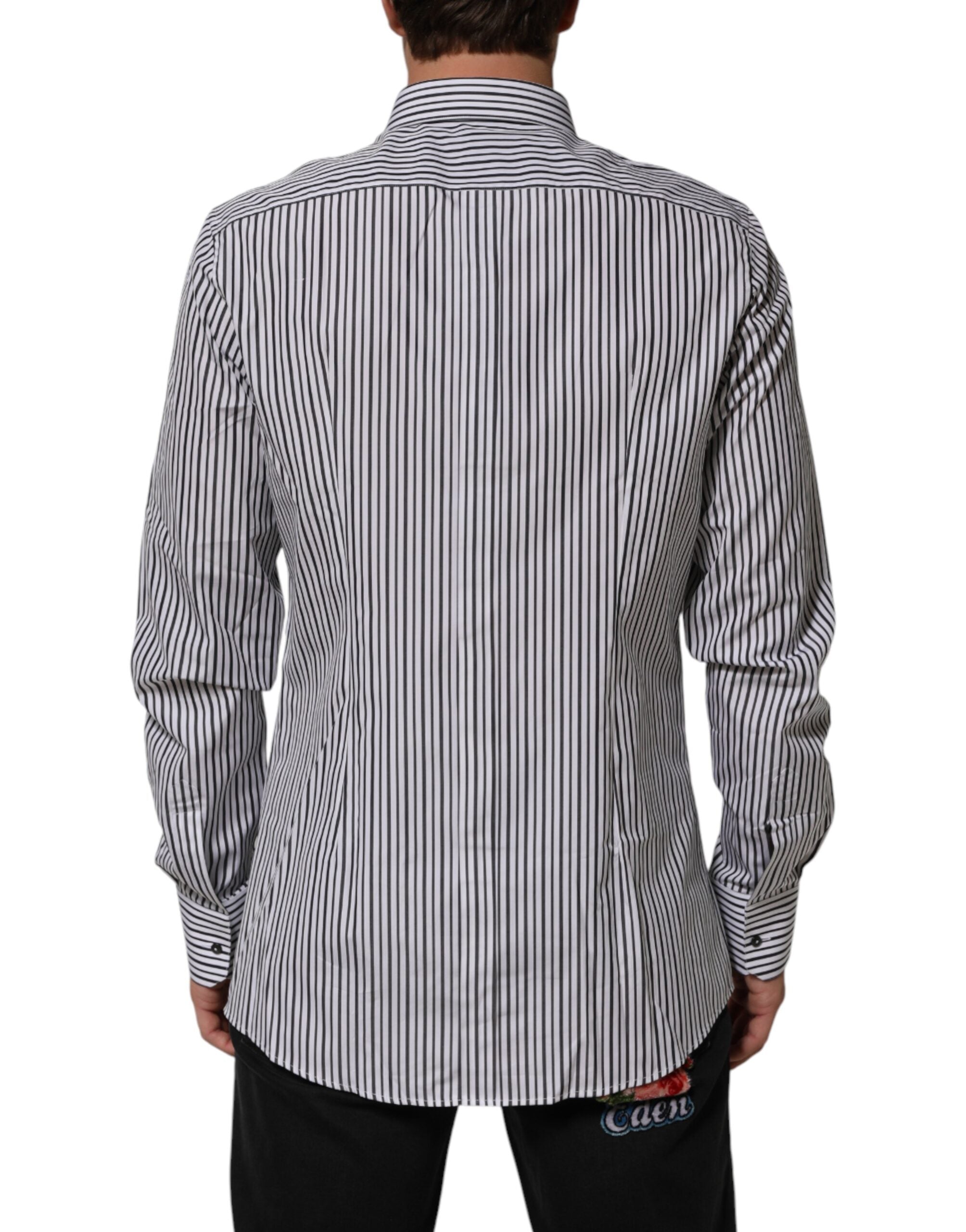 Dolce & Gabbana men's striped shirt in black and white, gold-4