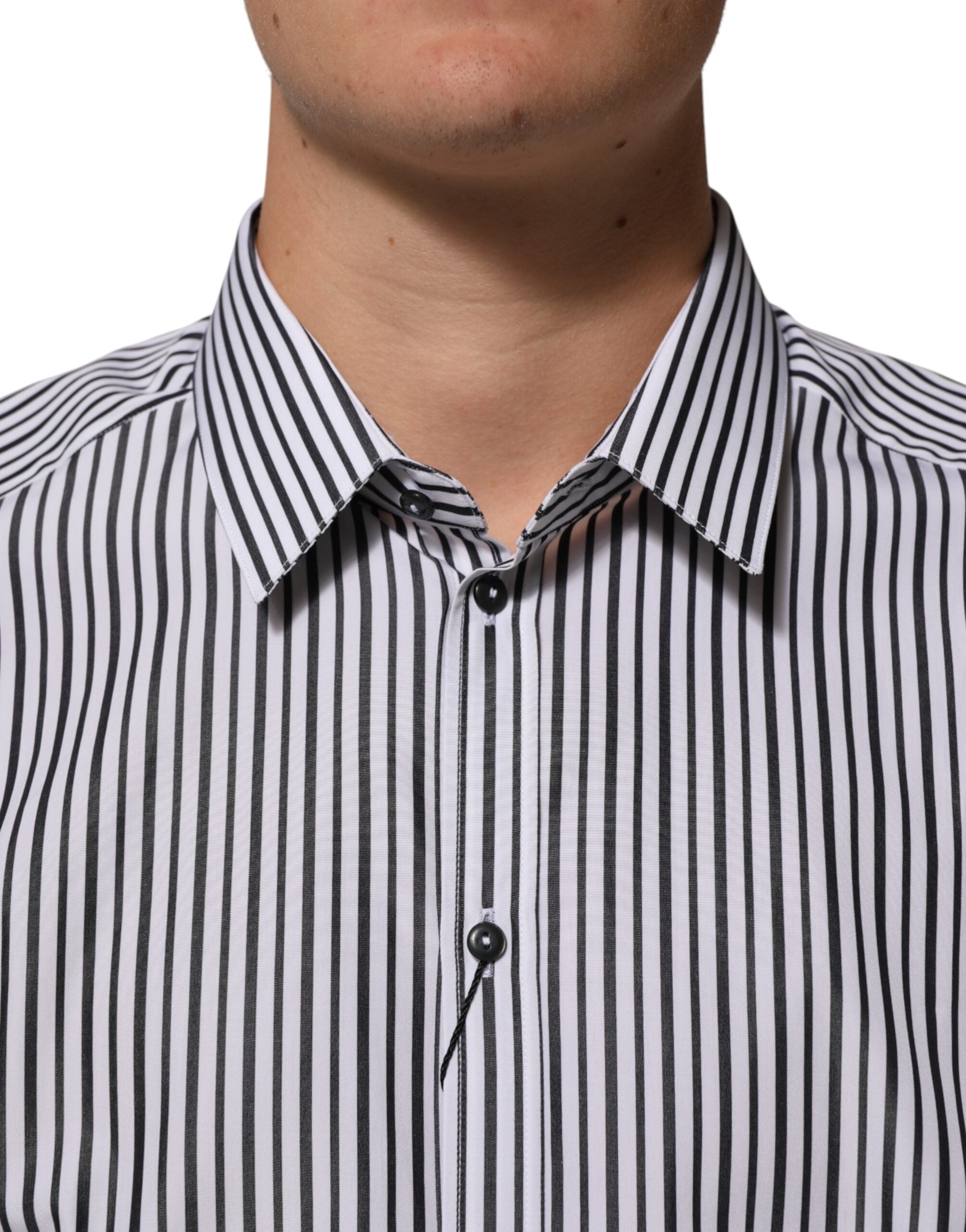 Dolce & Gabbana men's striped shirt in black and white, gold-5
