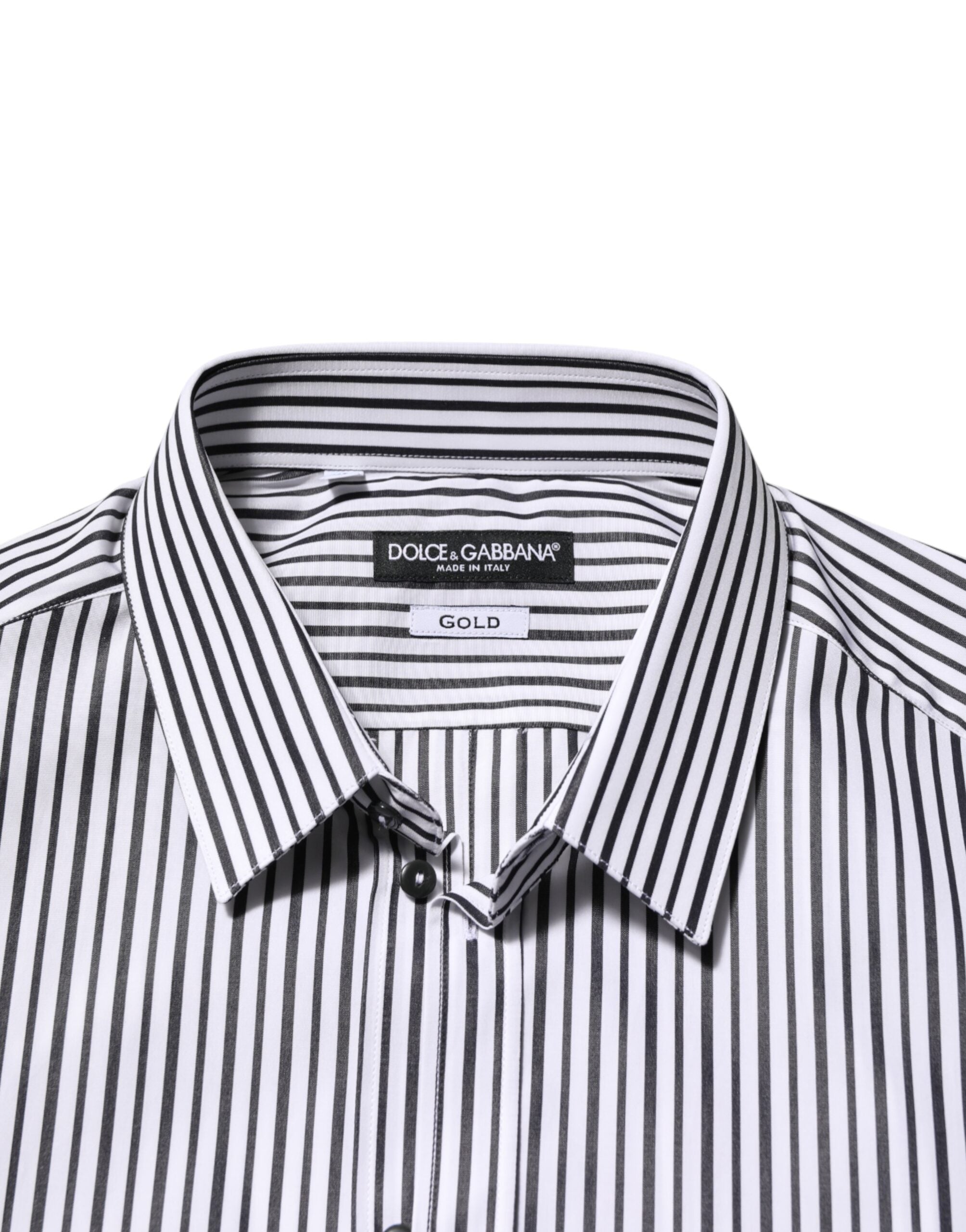 Dolce & Gabbana men's striped shirt in black and white, gold-7