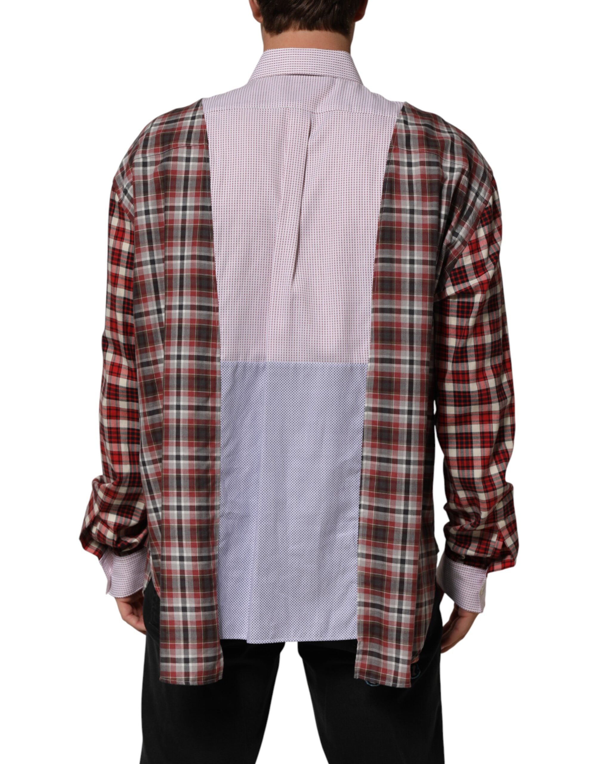 Dolce & Gabbana colorful cotton shirt with collar and check pattern-4