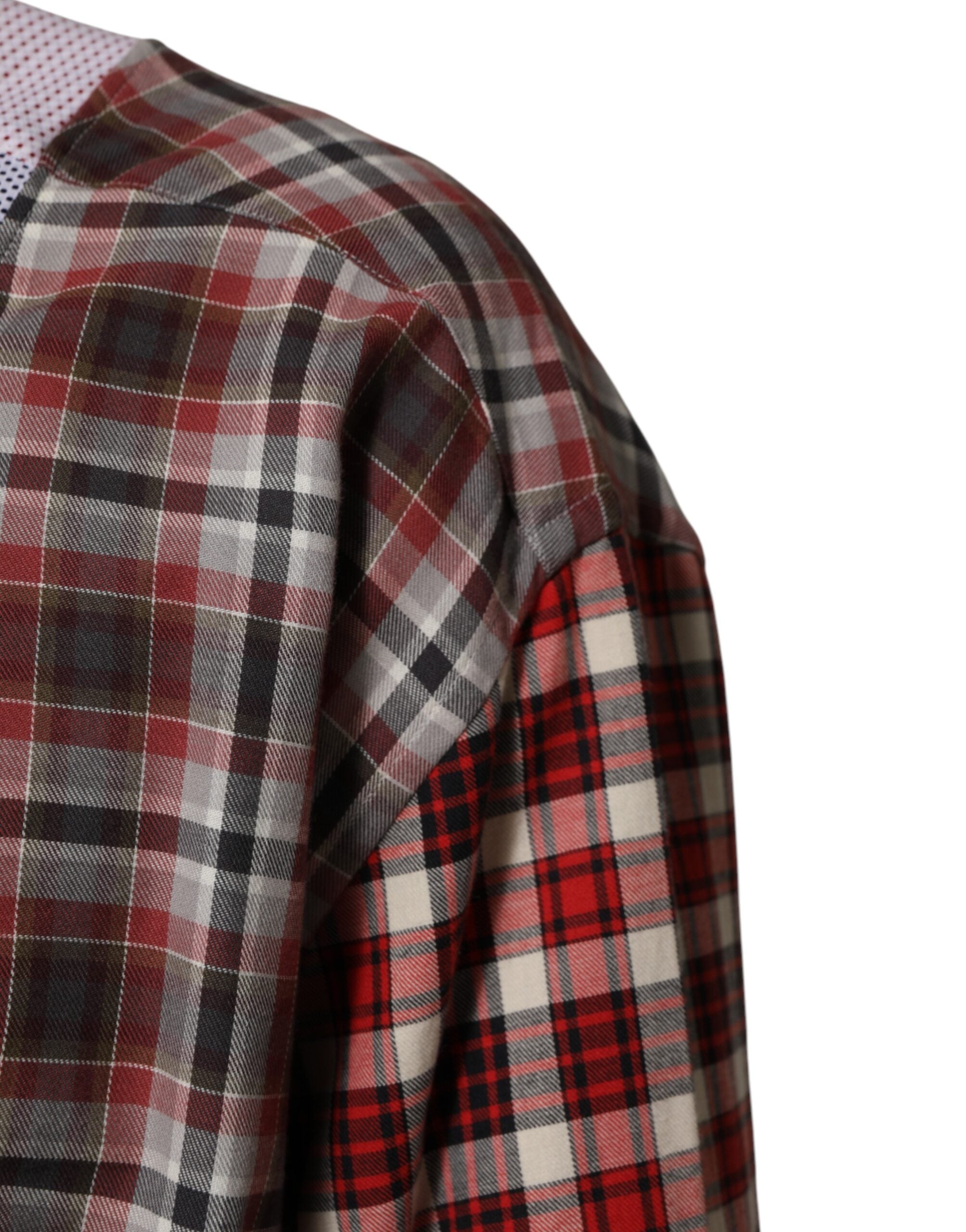 Dolce & Gabbana colorful cotton shirt with collar and check pattern-6