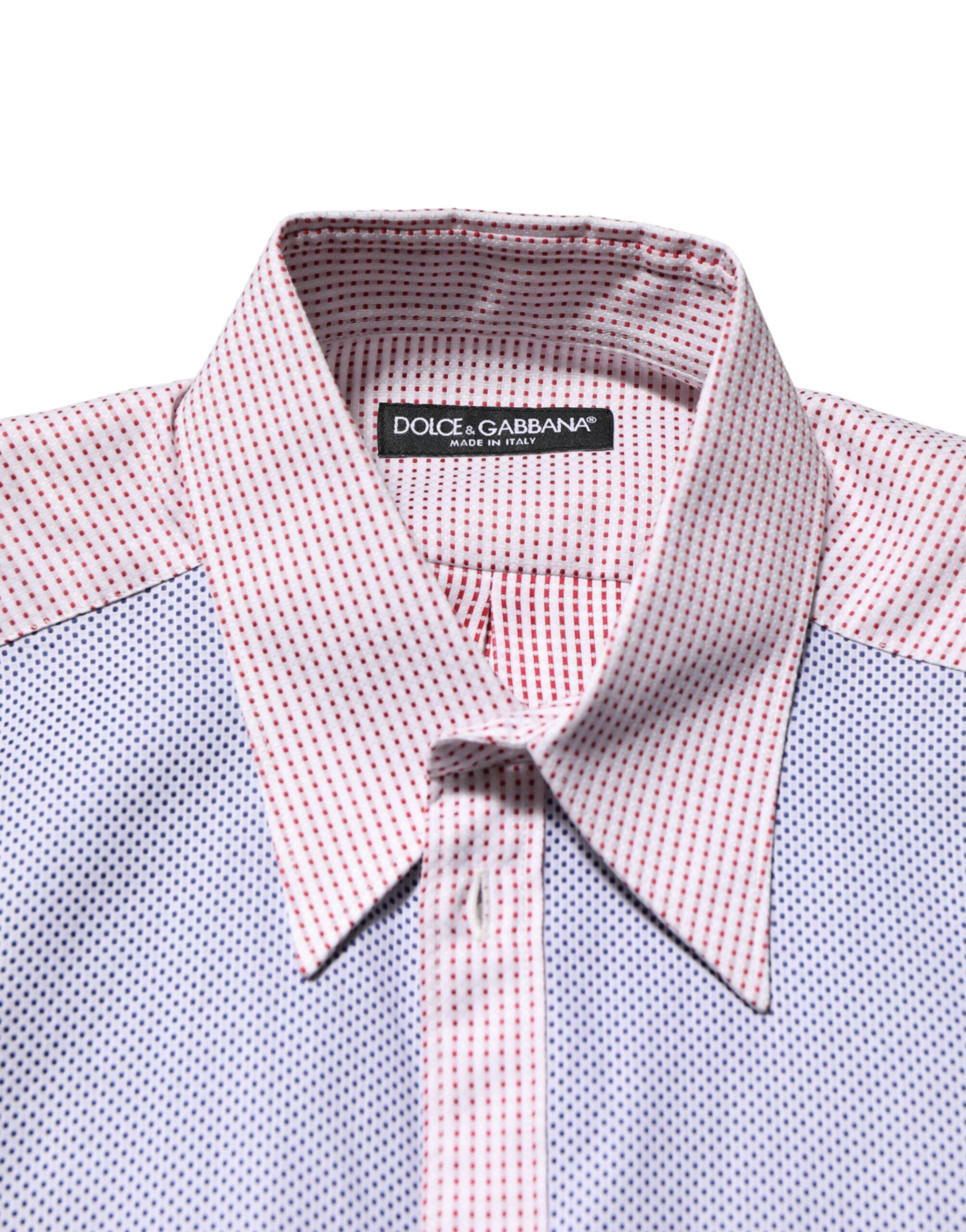 Dolce & Gabbana colorful cotton shirt with collar and check pattern-7
