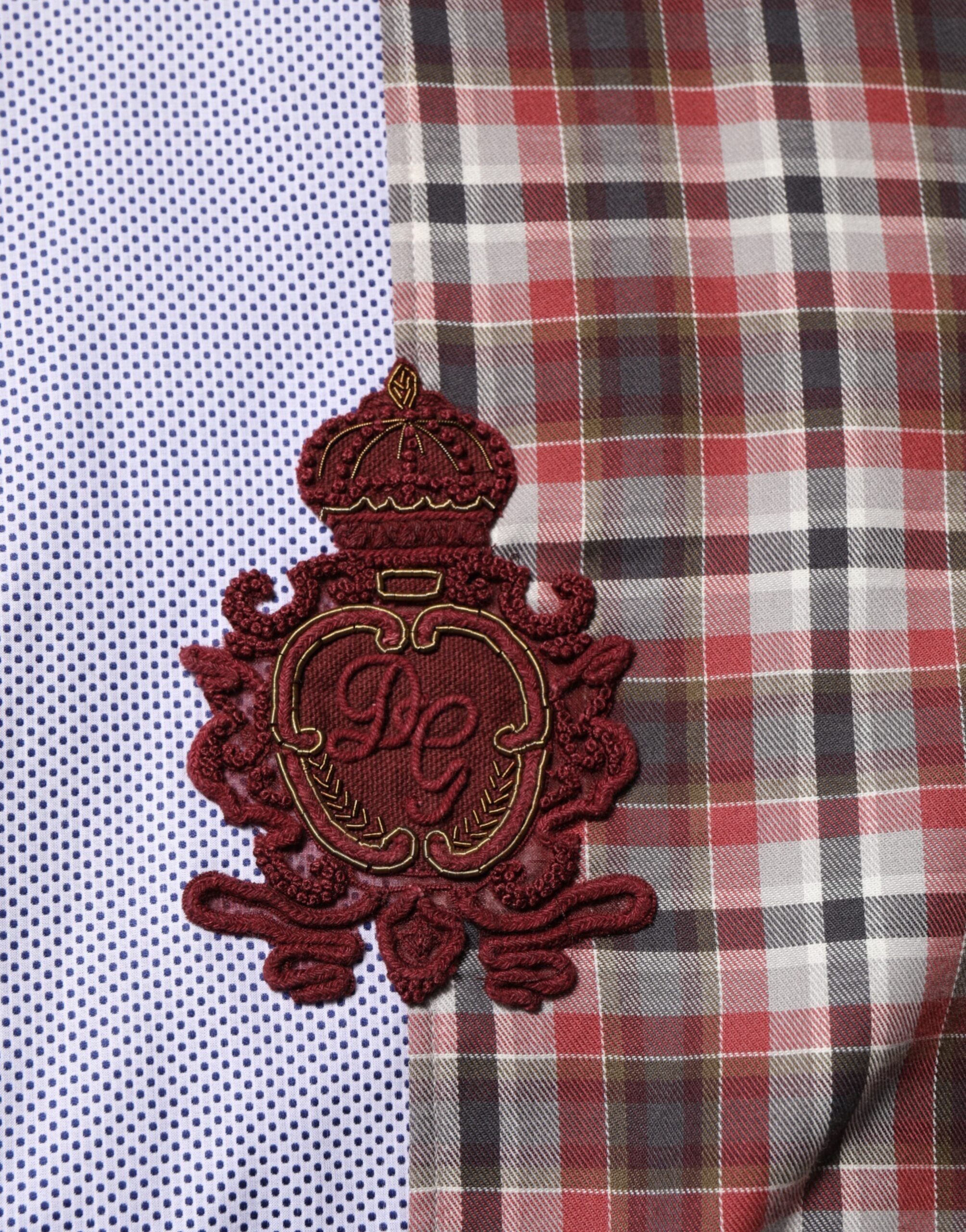 Dolce & Gabbana colorful cotton shirt with collar and check pattern-8