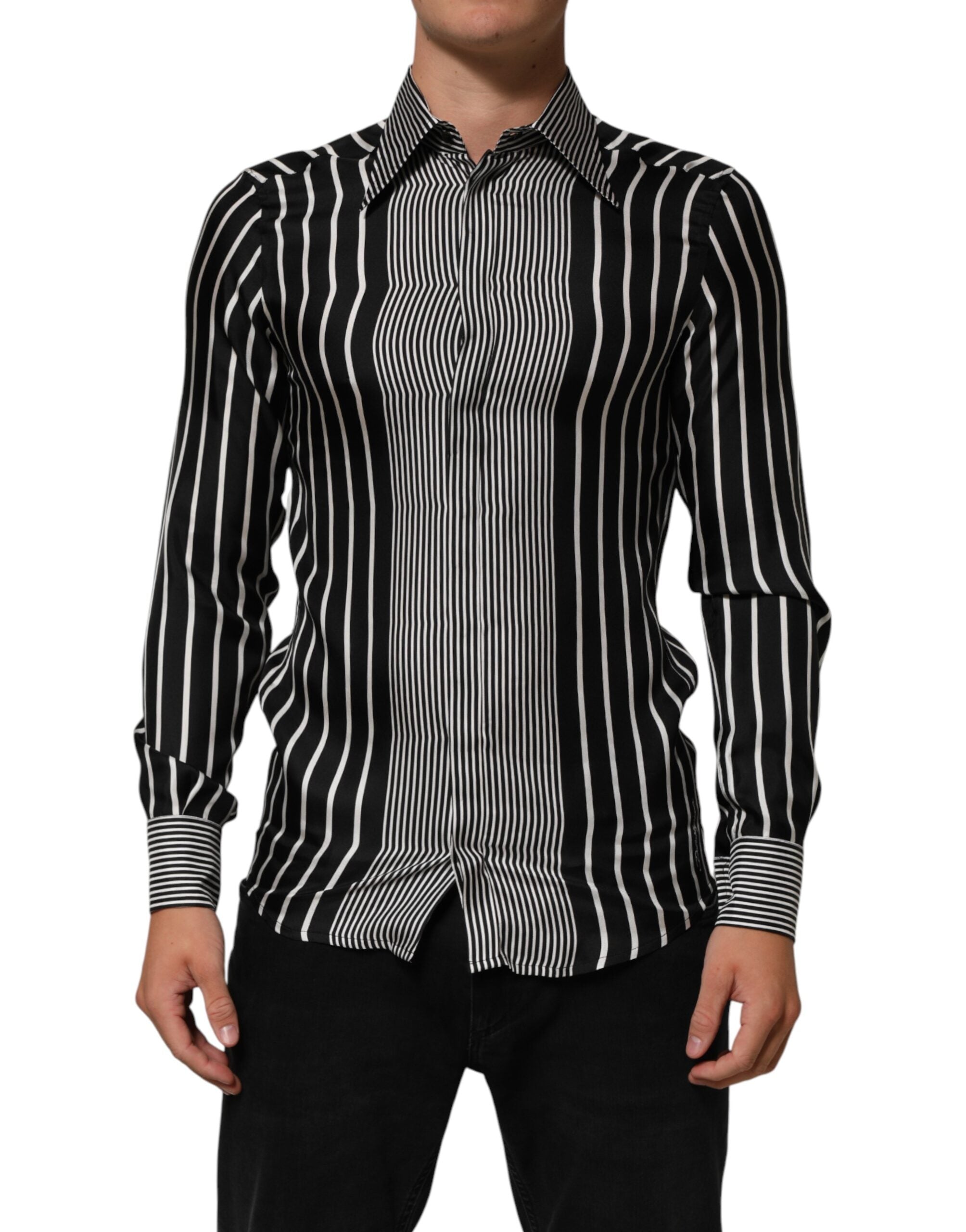 Dolce & Gabbana men's shirt MARTINI with black and white stripes-2