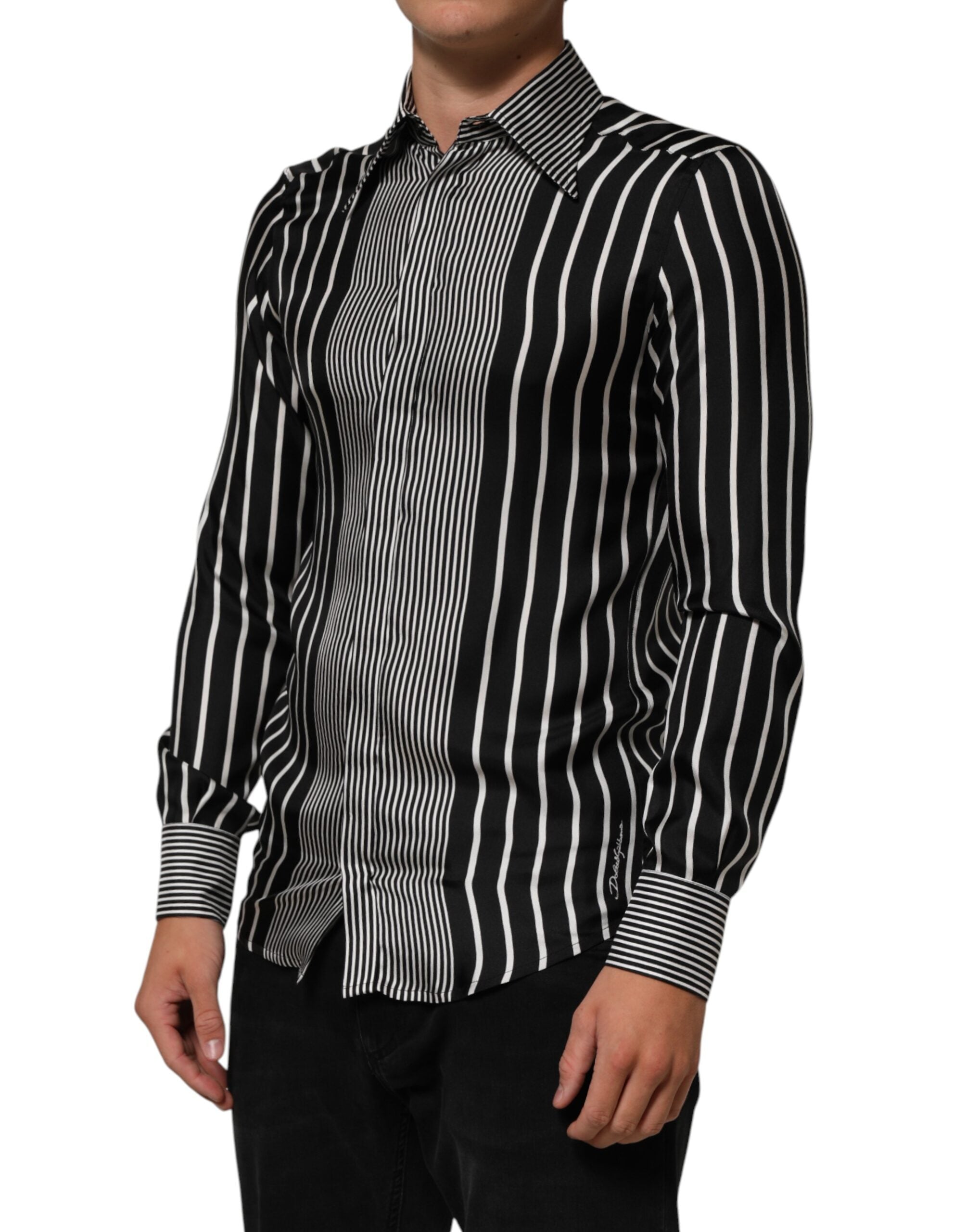Dolce & Gabbana men's shirt MARTINI with black and white stripes-3