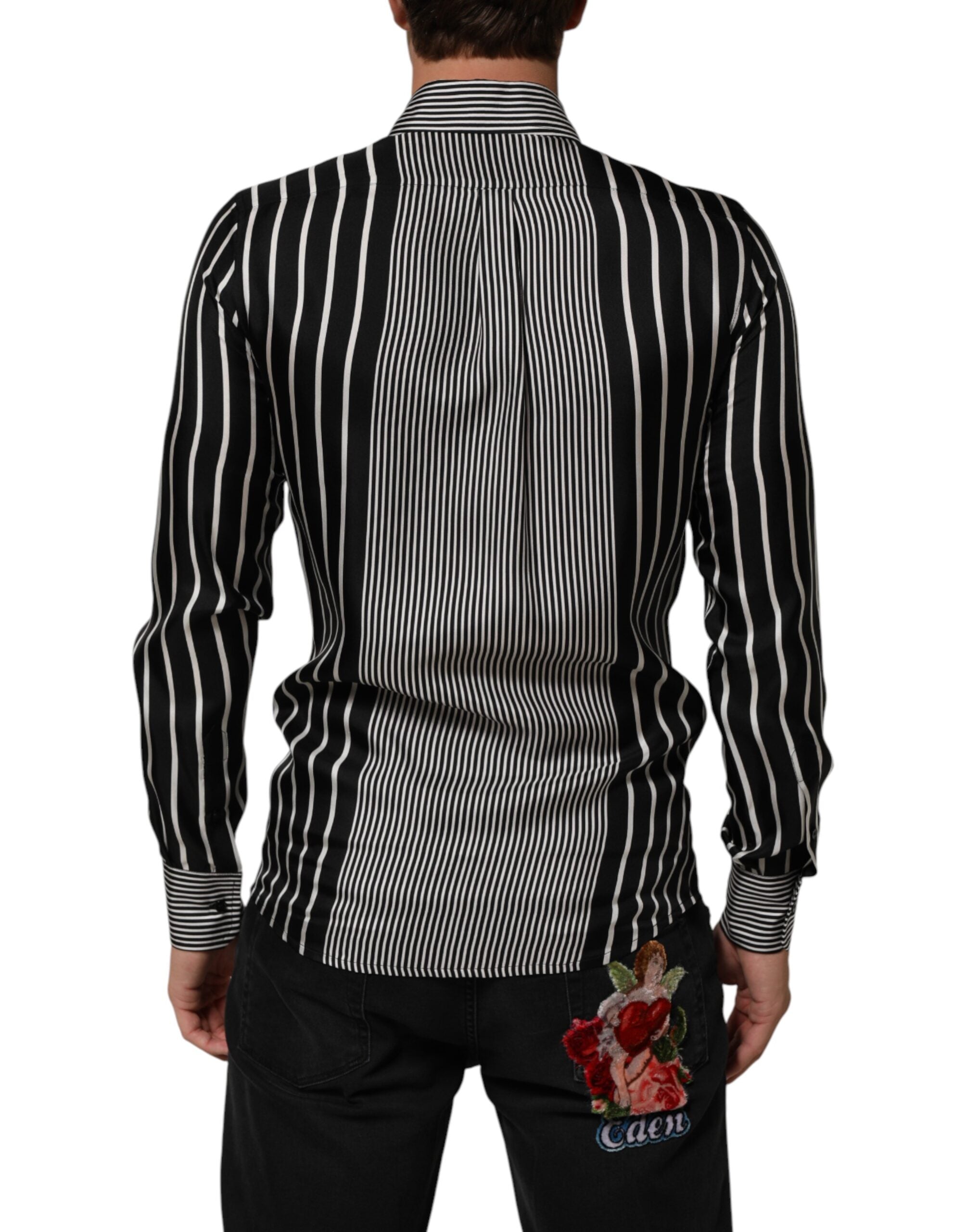 Dolce & Gabbana men's shirt MARTINI with black and white stripes-4