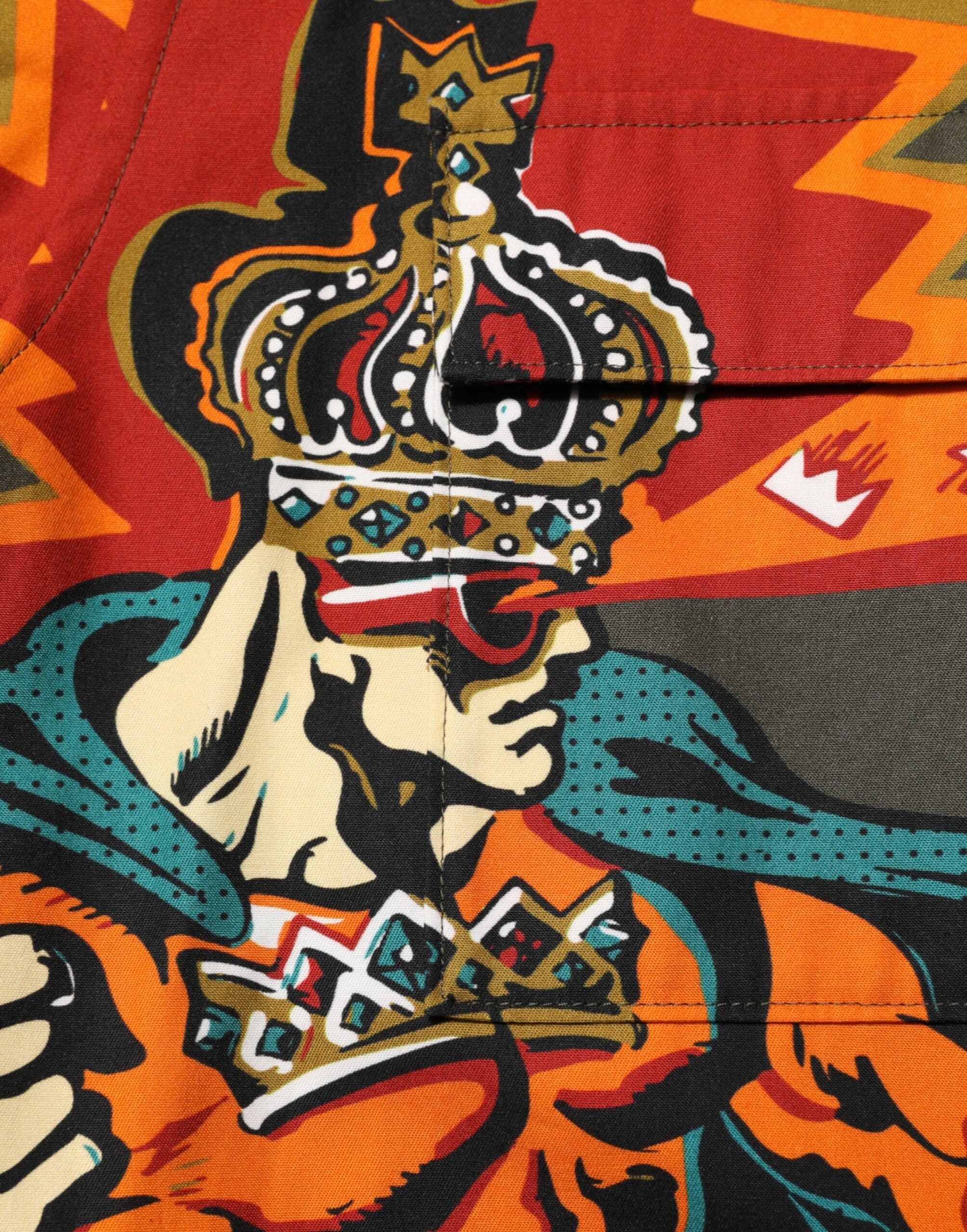 Dolce & Gabbana shirt with superhero print and button placket in brown-8