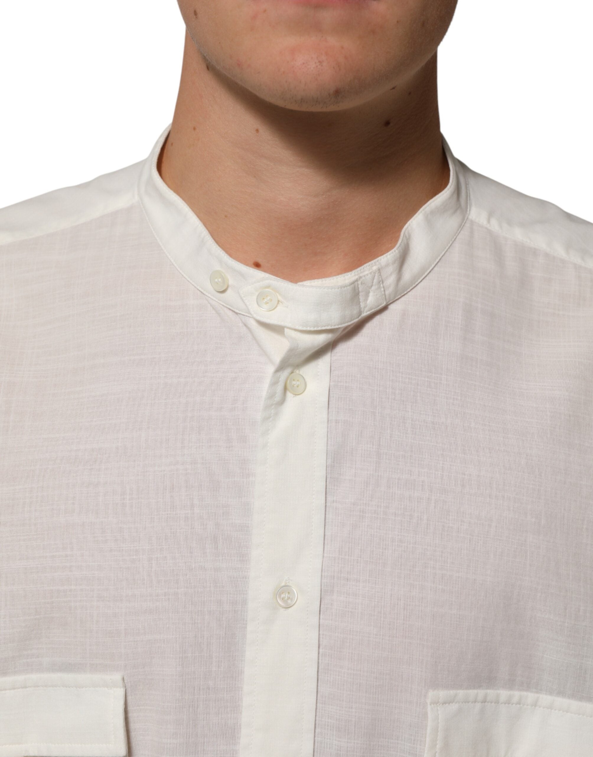 Dolce & Gabbana White cotton shirt with floral pattern and button placket-5