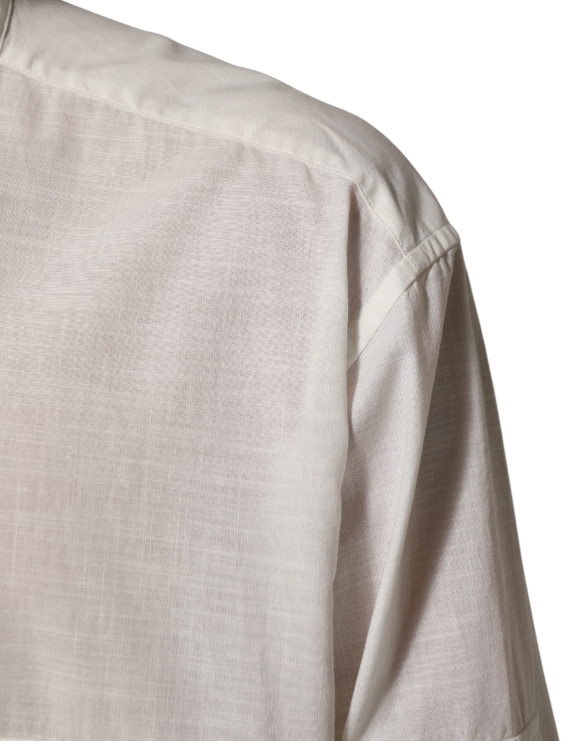 Dolce & Gabbana White cotton shirt with floral pattern and button placket-6