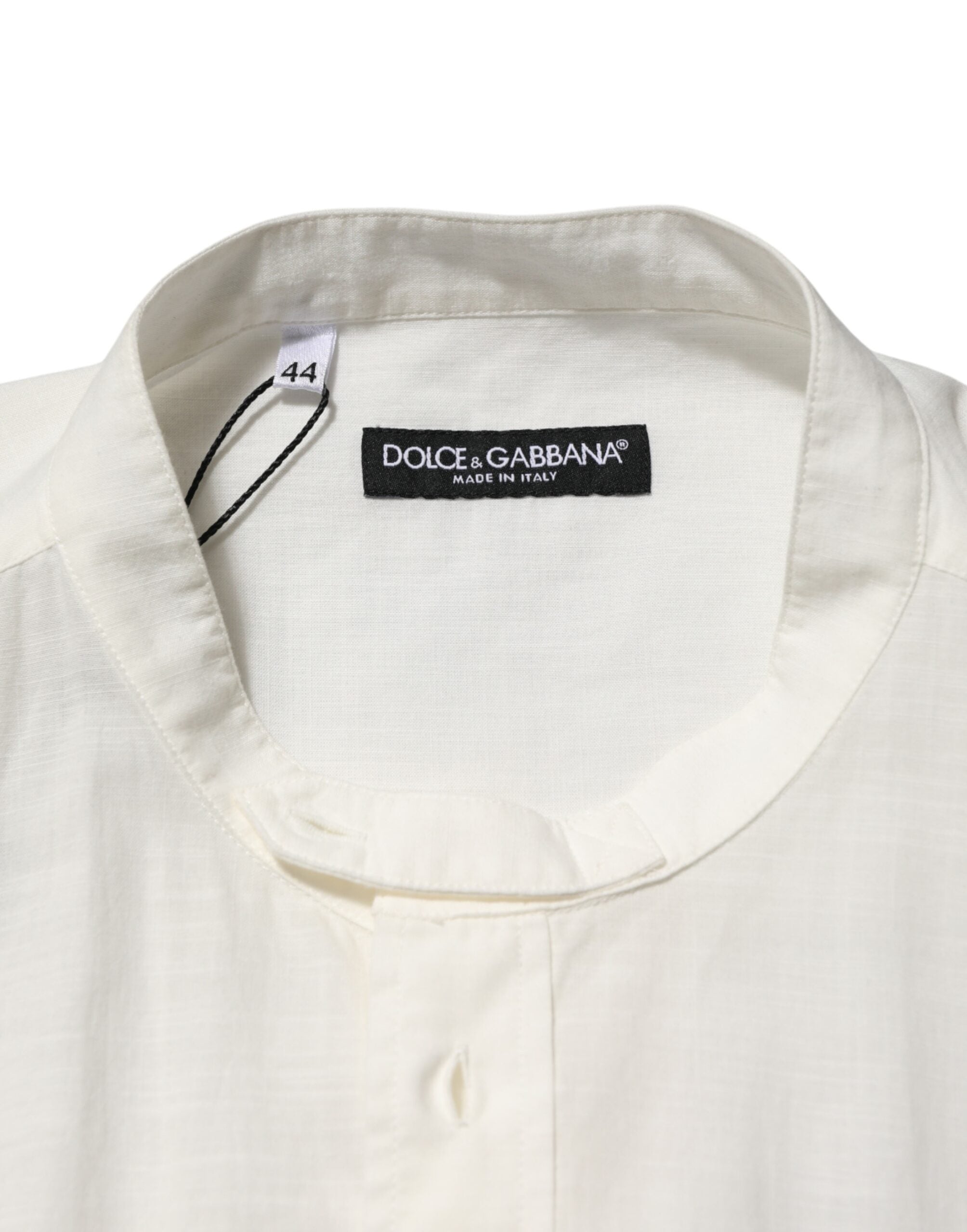 Dolce & Gabbana White cotton shirt with floral pattern and button placket-7