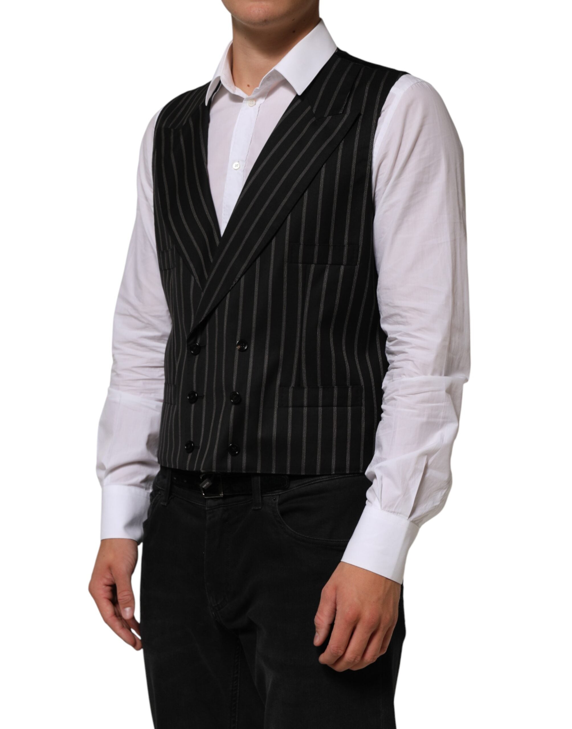 Chaleco de lana a rayas negras Dolce & Gabbana para hombre-3