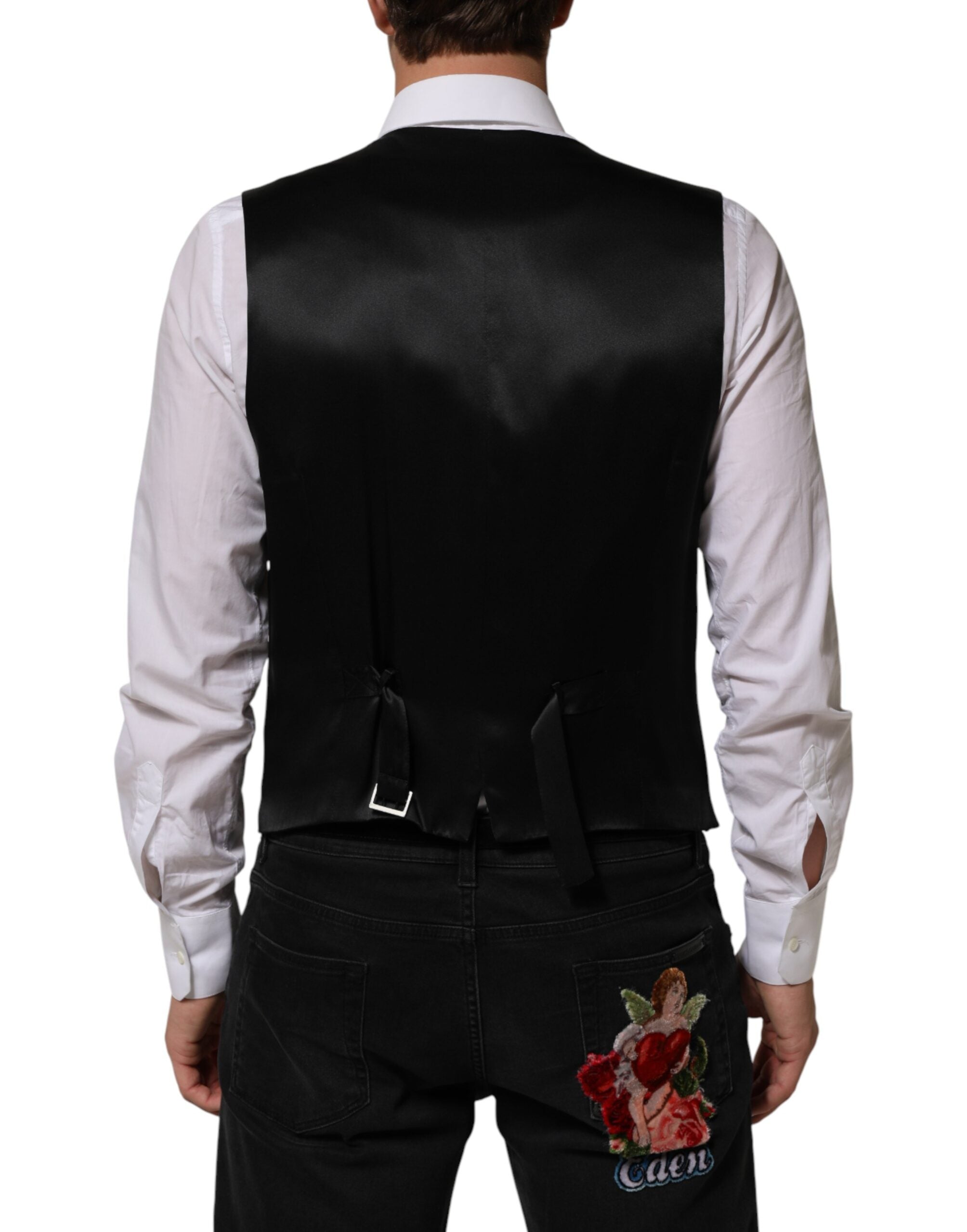 Chaleco de lana a rayas negras Dolce & Gabbana para hombre-4