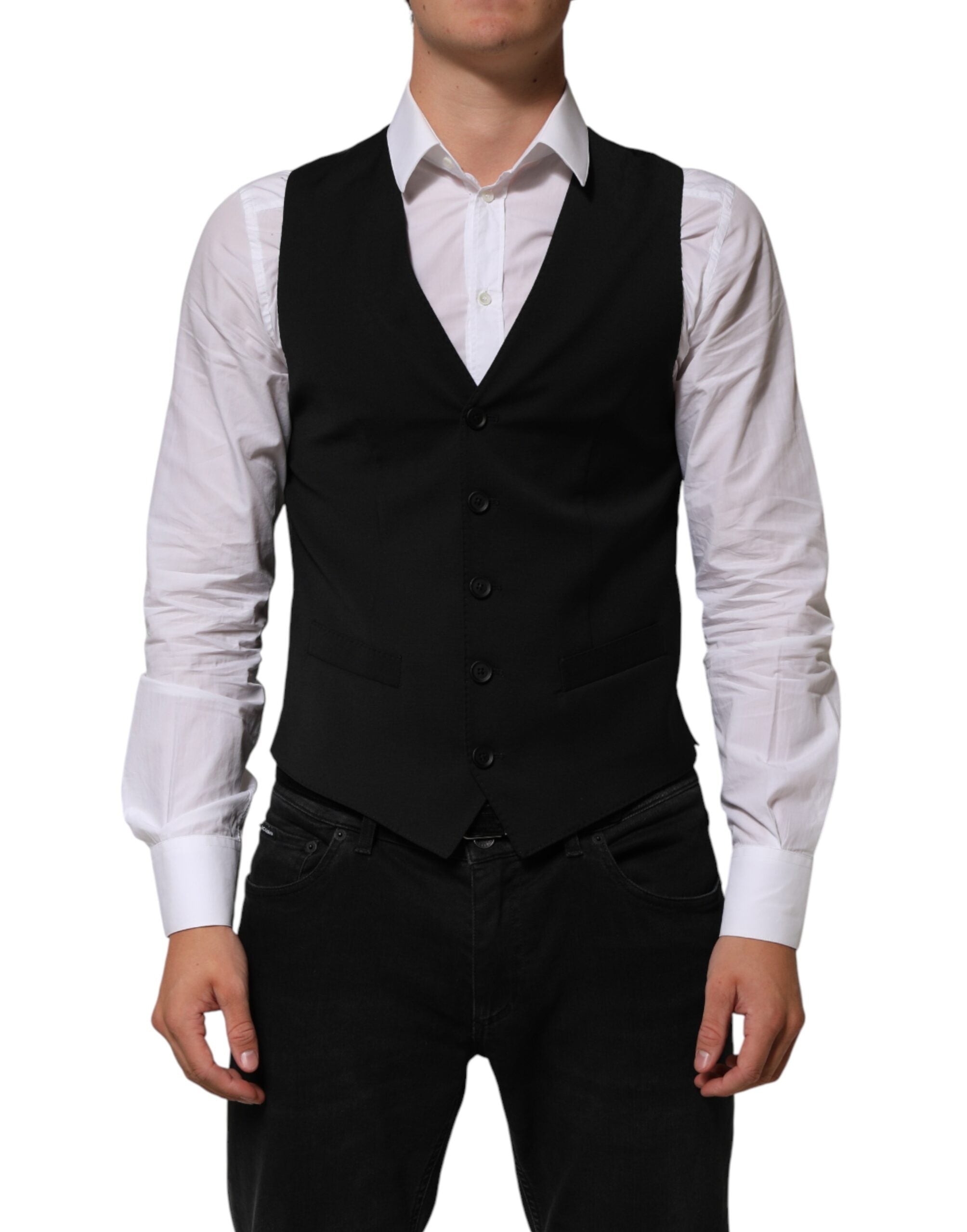 Dolce & Gabbana black polyester vest, formal-1
