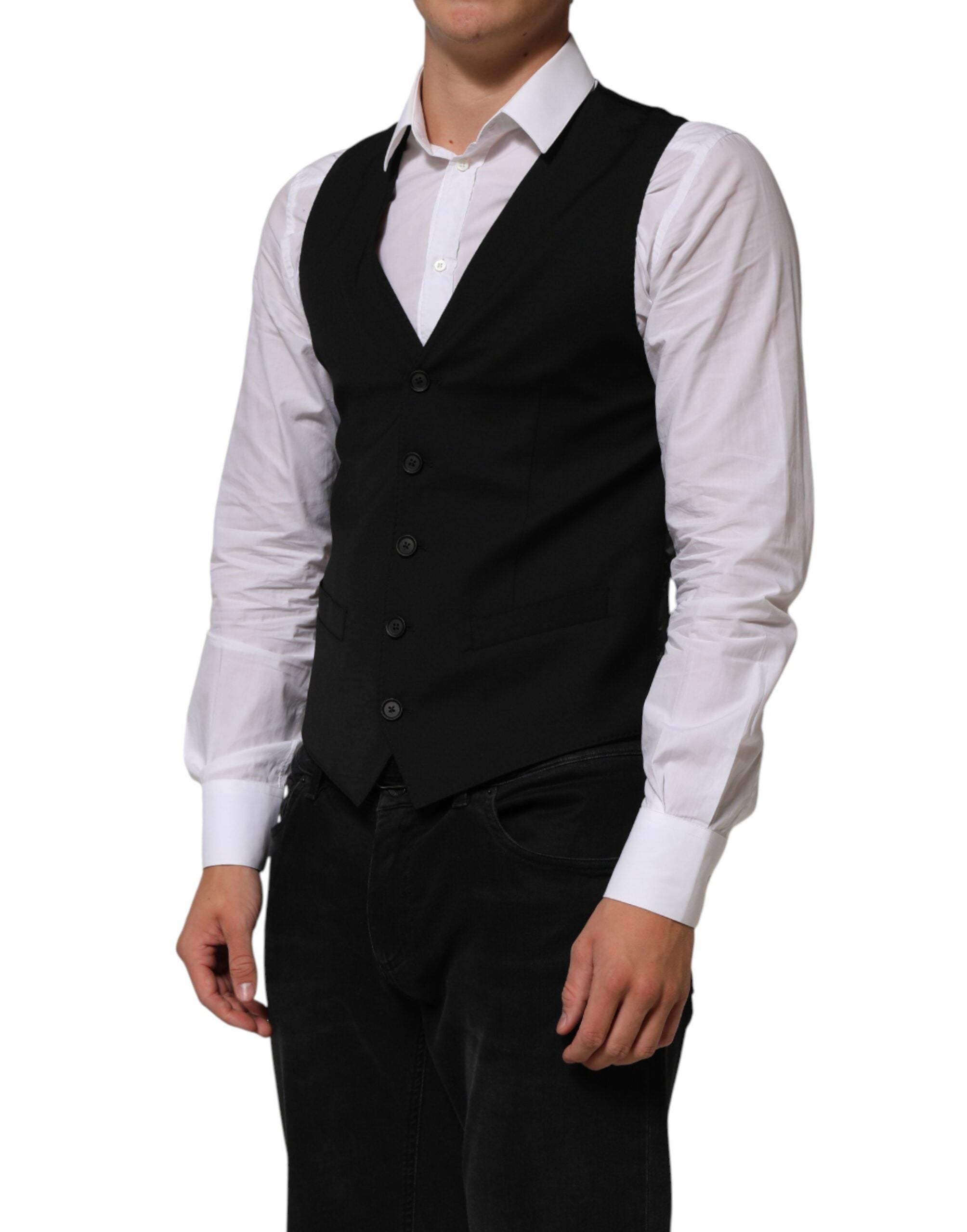Dolce & Gabbana black polyester vest, formal-3