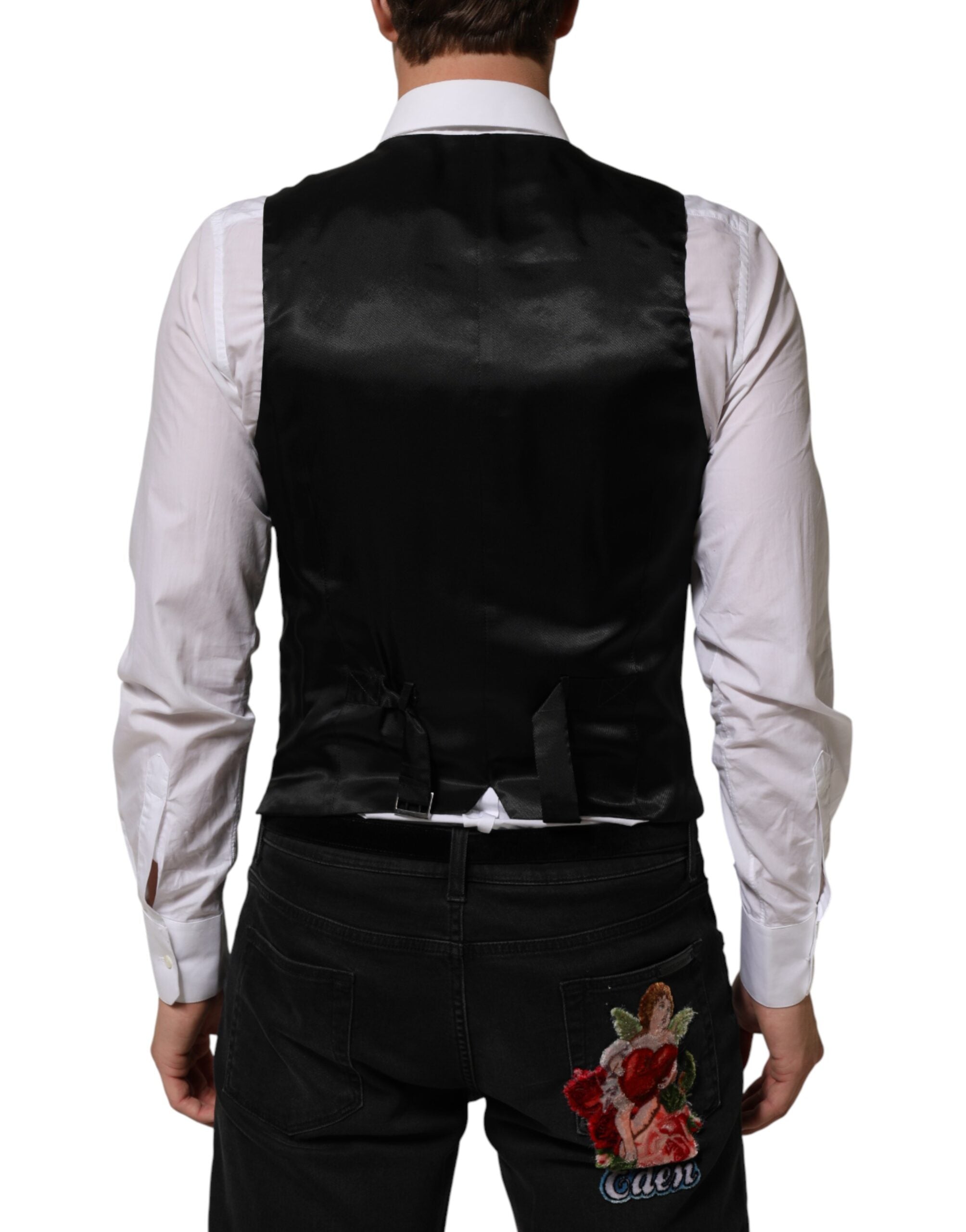 Dolce & Gabbana black polyester vest, formal-4
