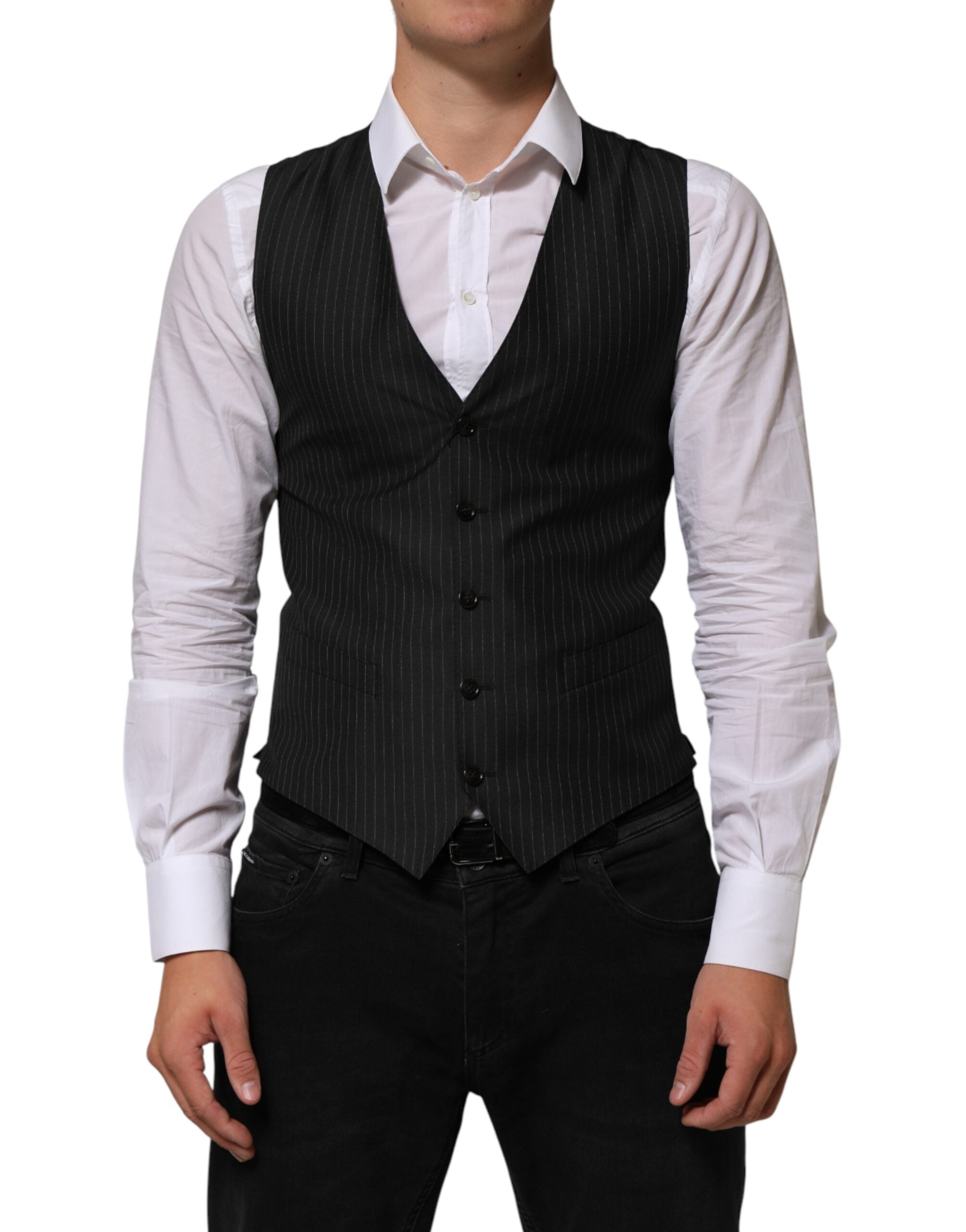 Dolce & Gabbana Black Wool Vest for Men, Formal-1