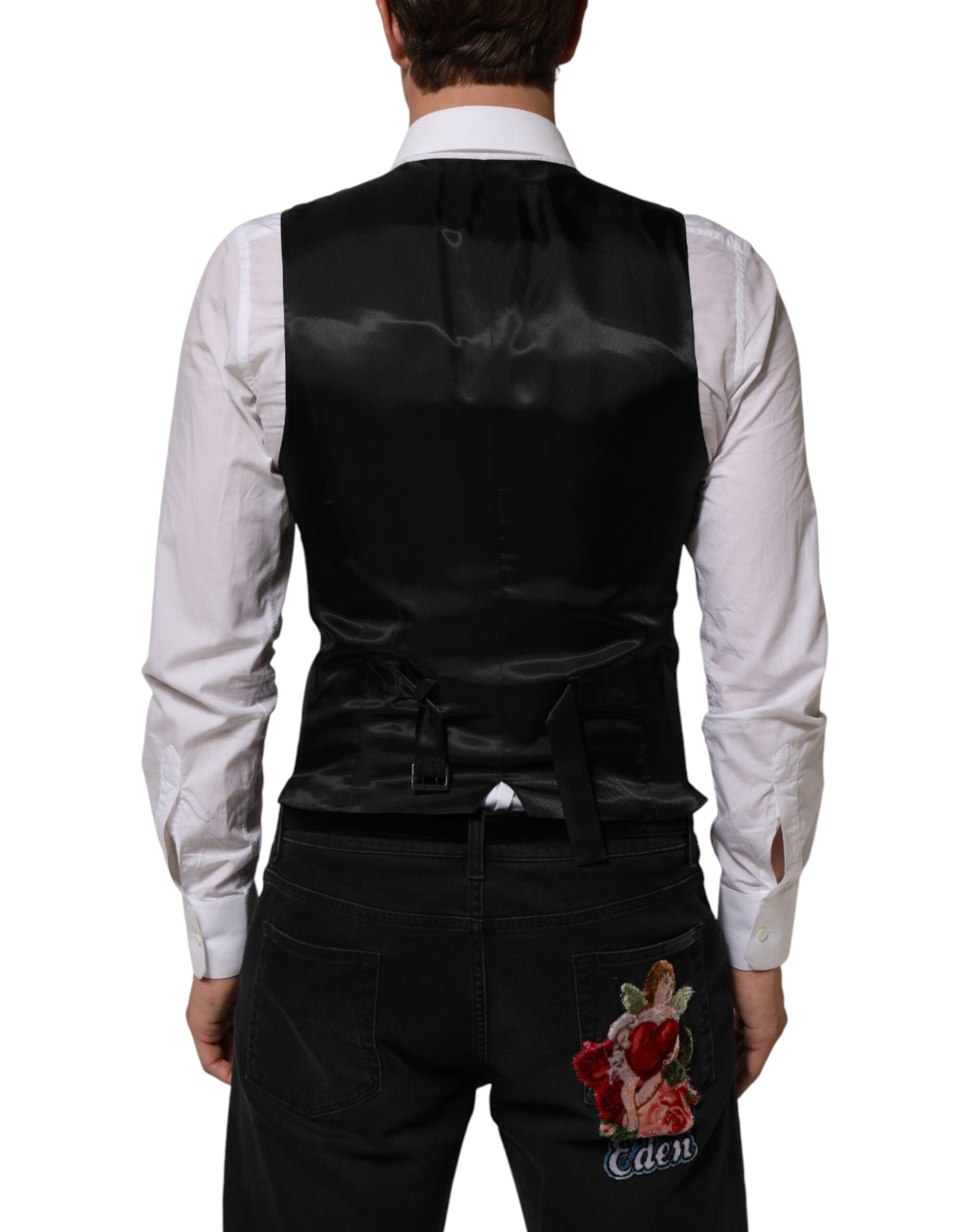 Dolce & Gabbana Black Wool Vest for Men, Formal-4