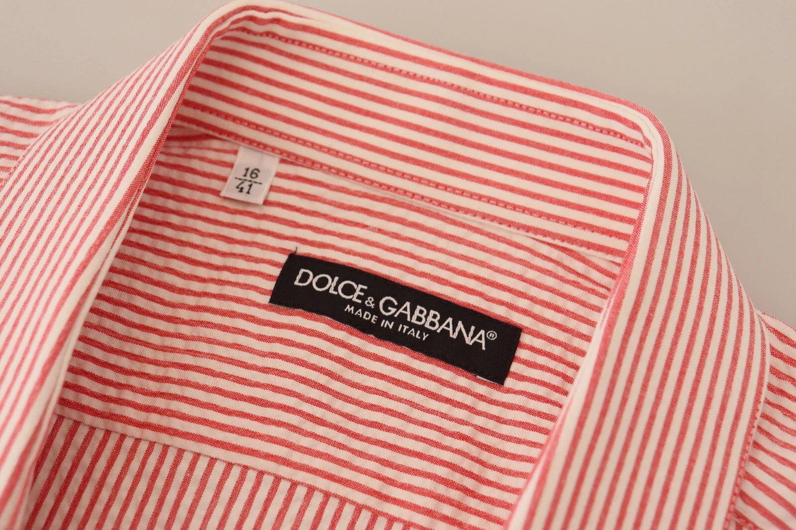 Dolce & Gabbana Rot-weiß gestreiftes Kurzarm-Baumwollhemd-7